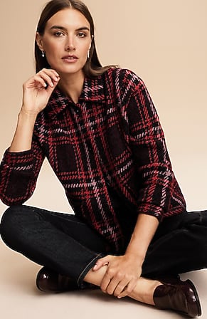 Image for Short Plaid Sweater-Jacket