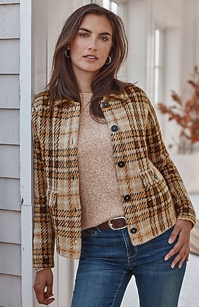 Image for Short Plaid Sweater-Jacket