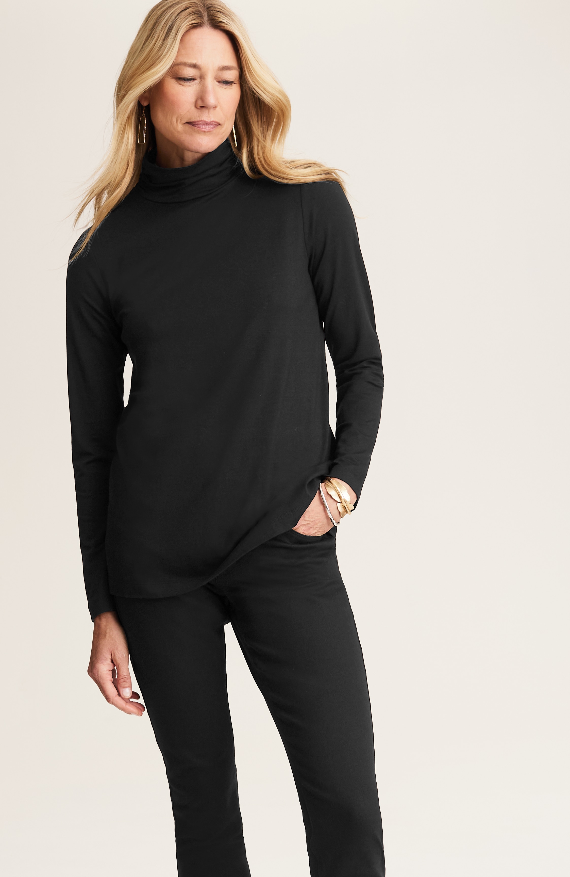 LUXE SUPIMA SHIRRED TURTLENECK | JJill