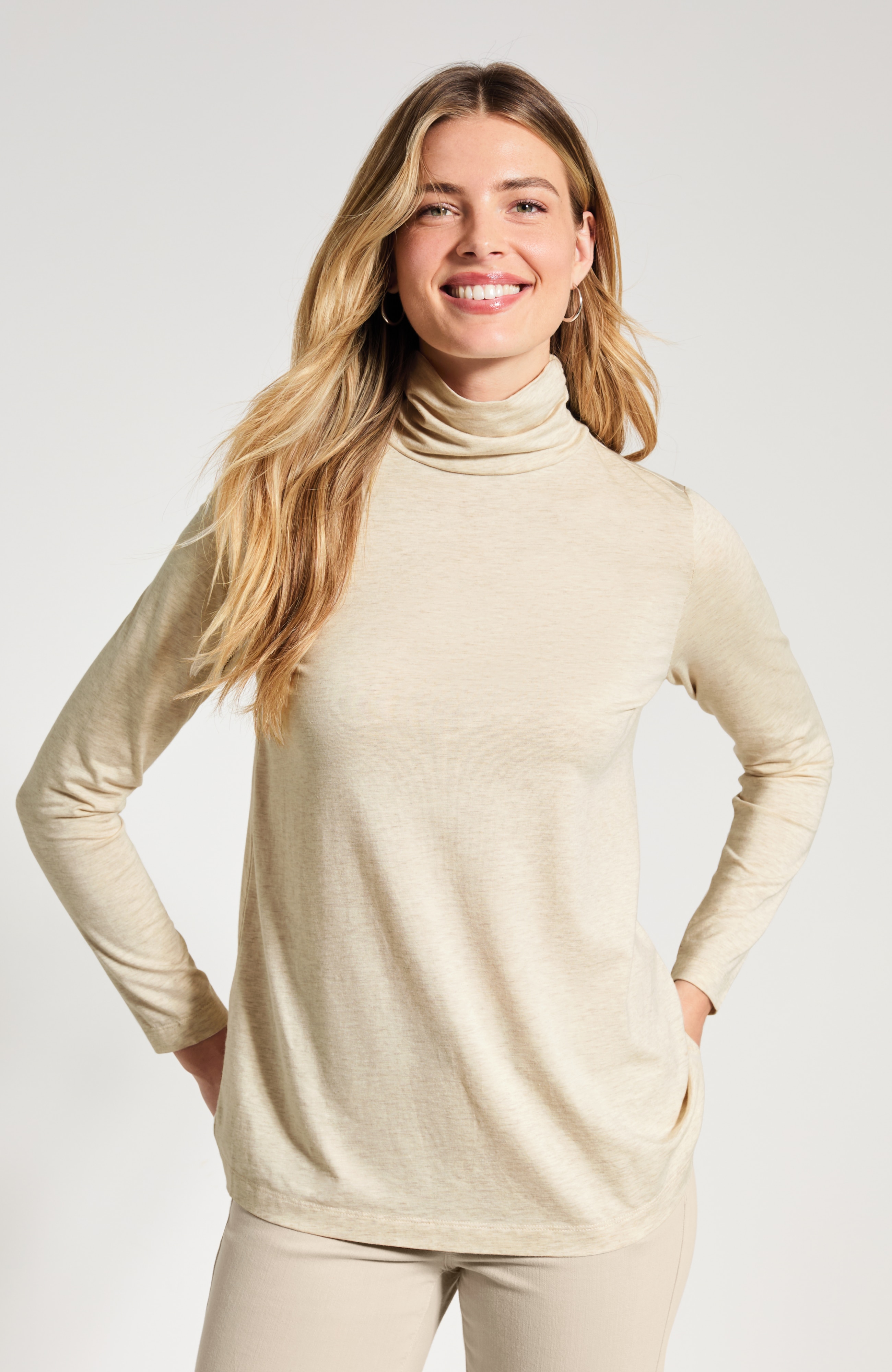 Luxe Supima Shirred Turtleneck | JJill