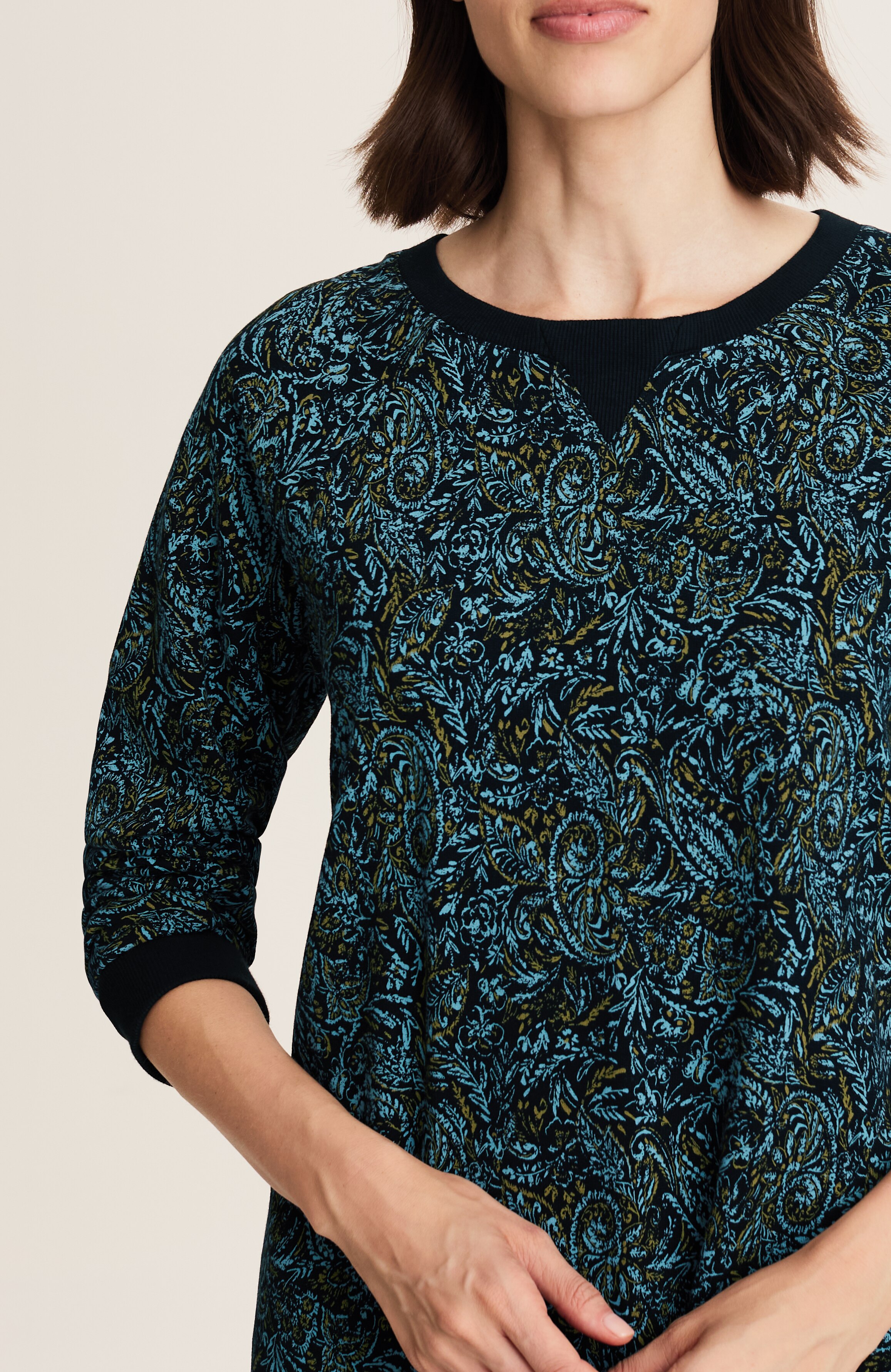 fit french terry printed dress