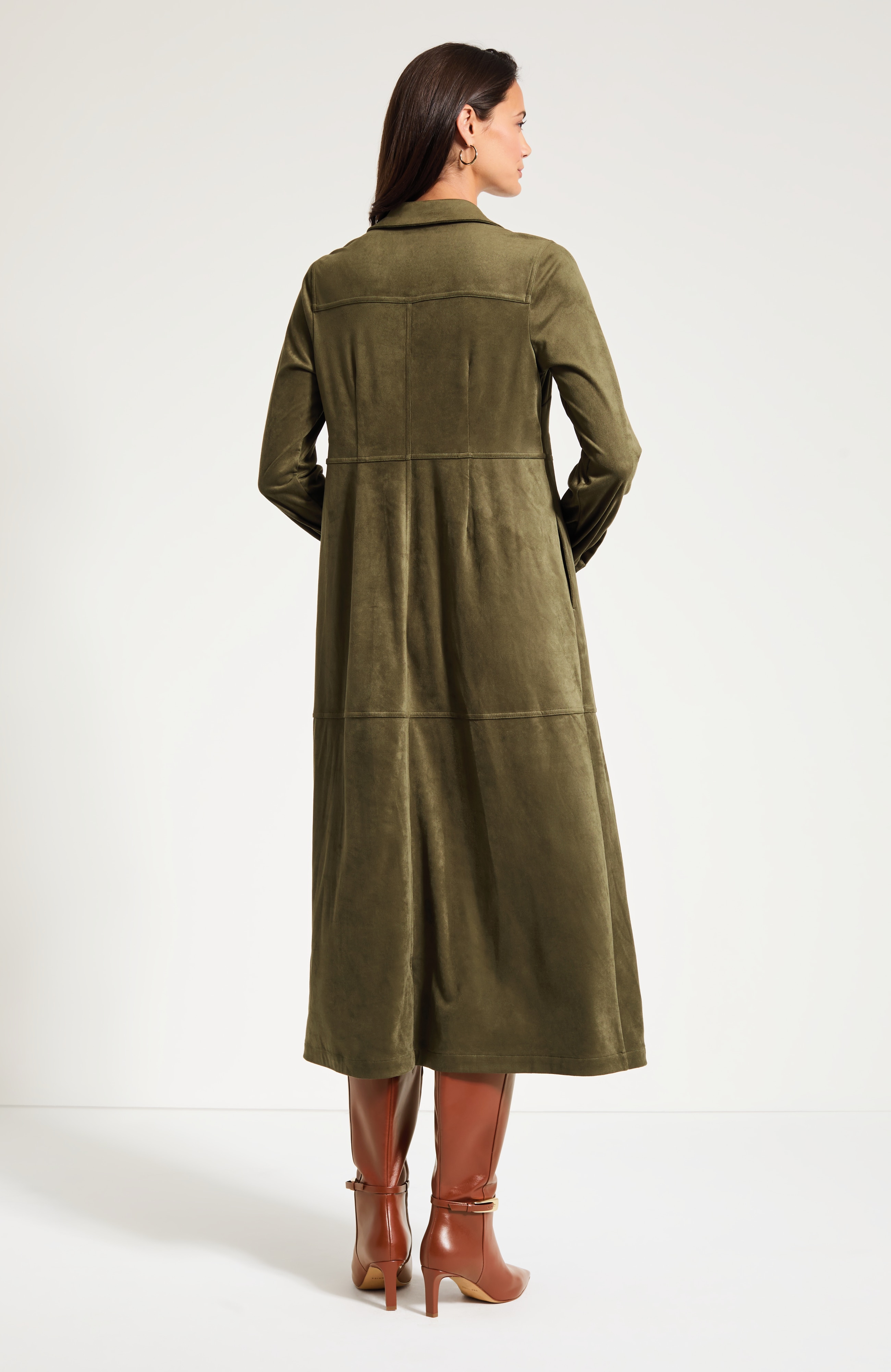 Faux-Suede Shirtdress