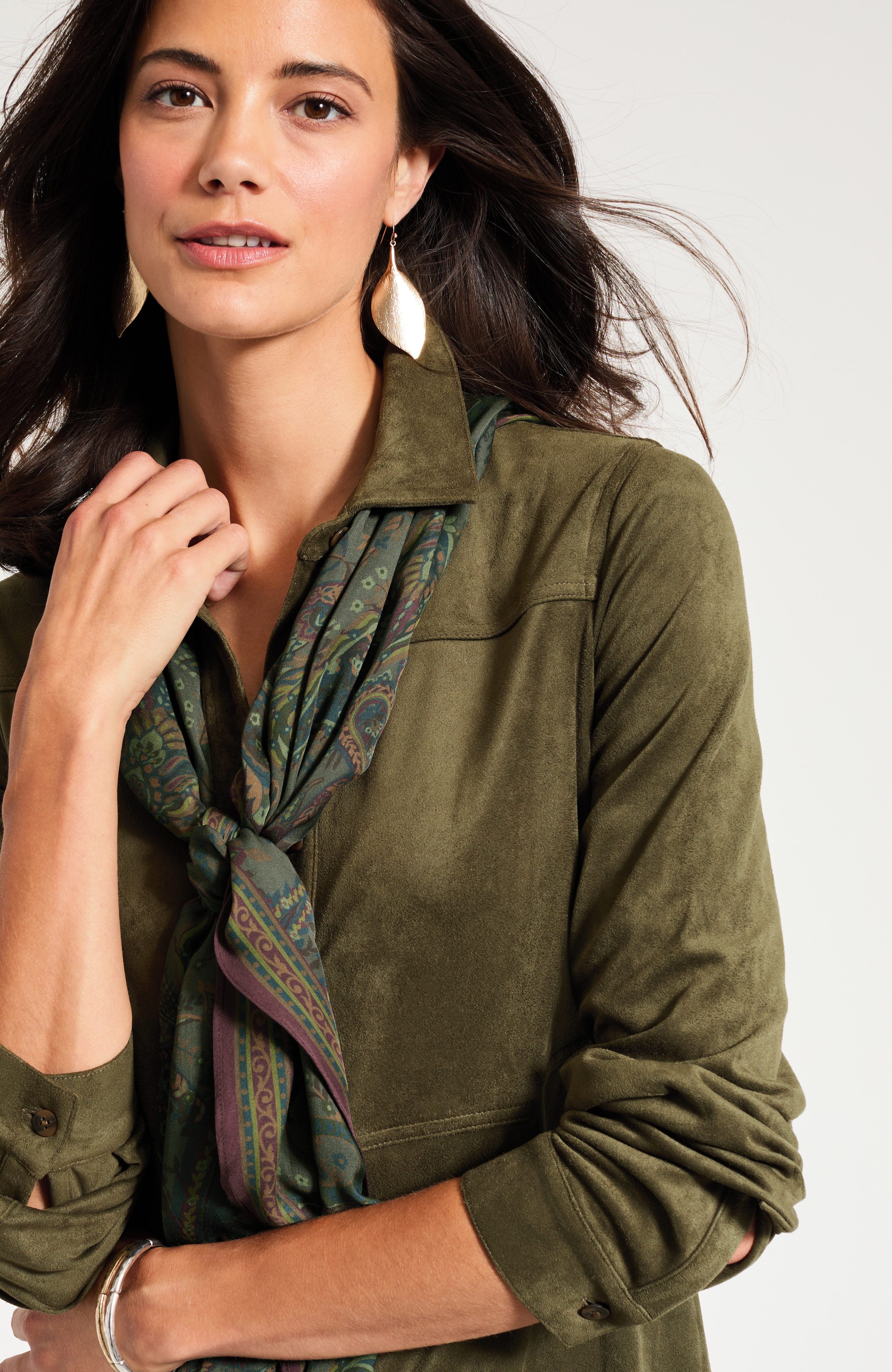 Faux-Suede Shirtdress