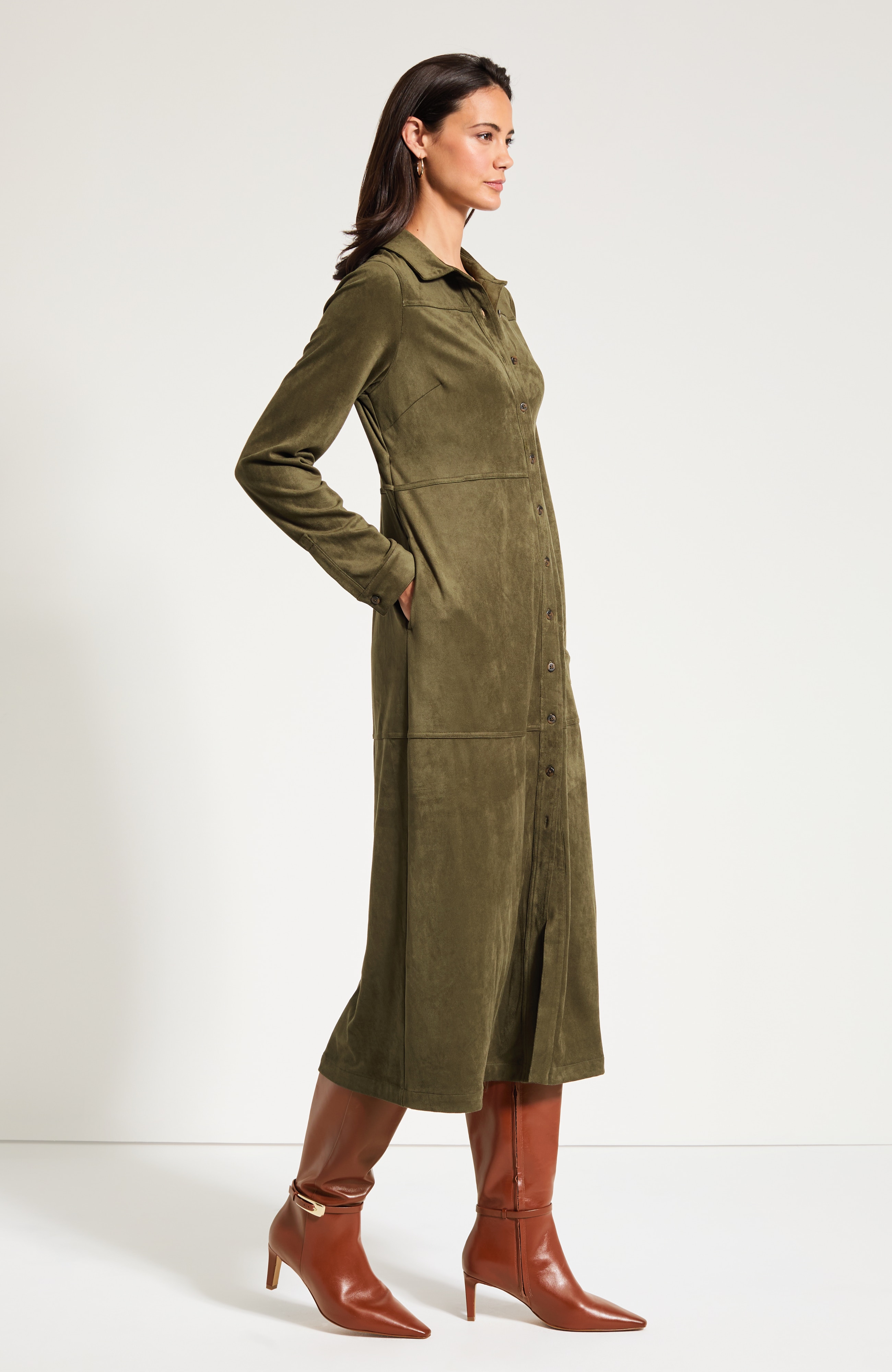 Faux-Suede Shirtdress