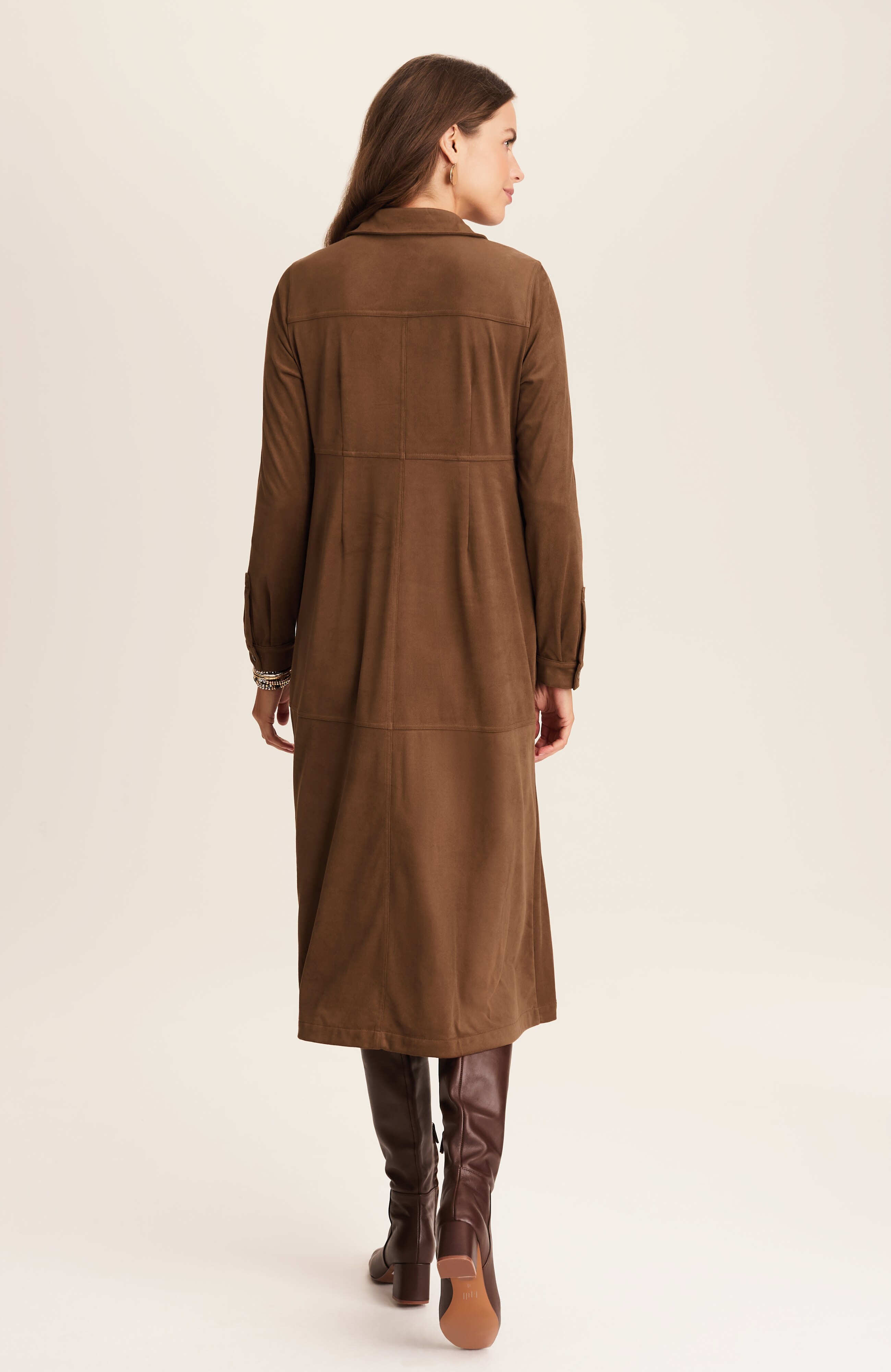 faux-suede shirtdress