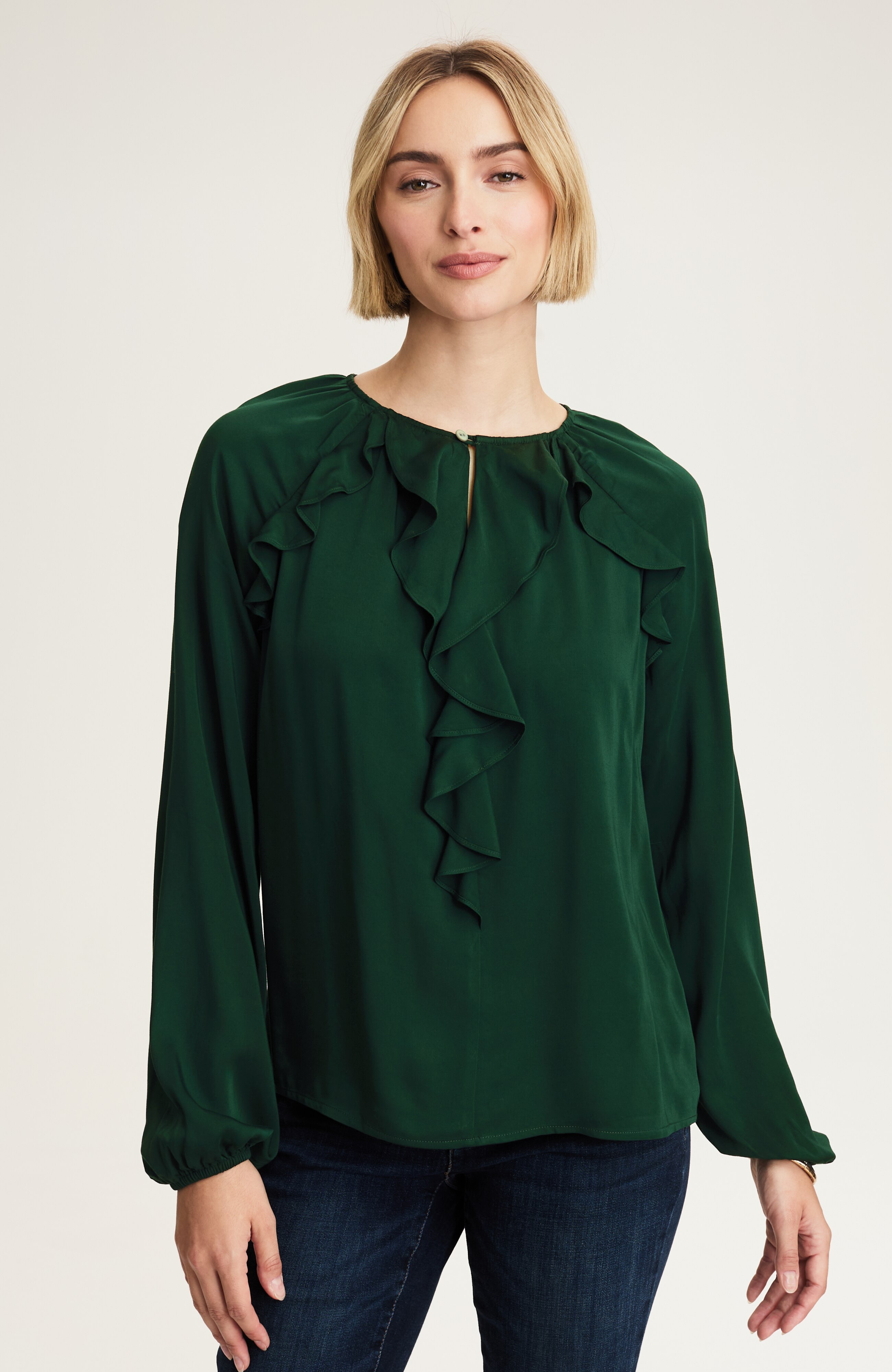 RUFFLED SATIN TOP | JJill