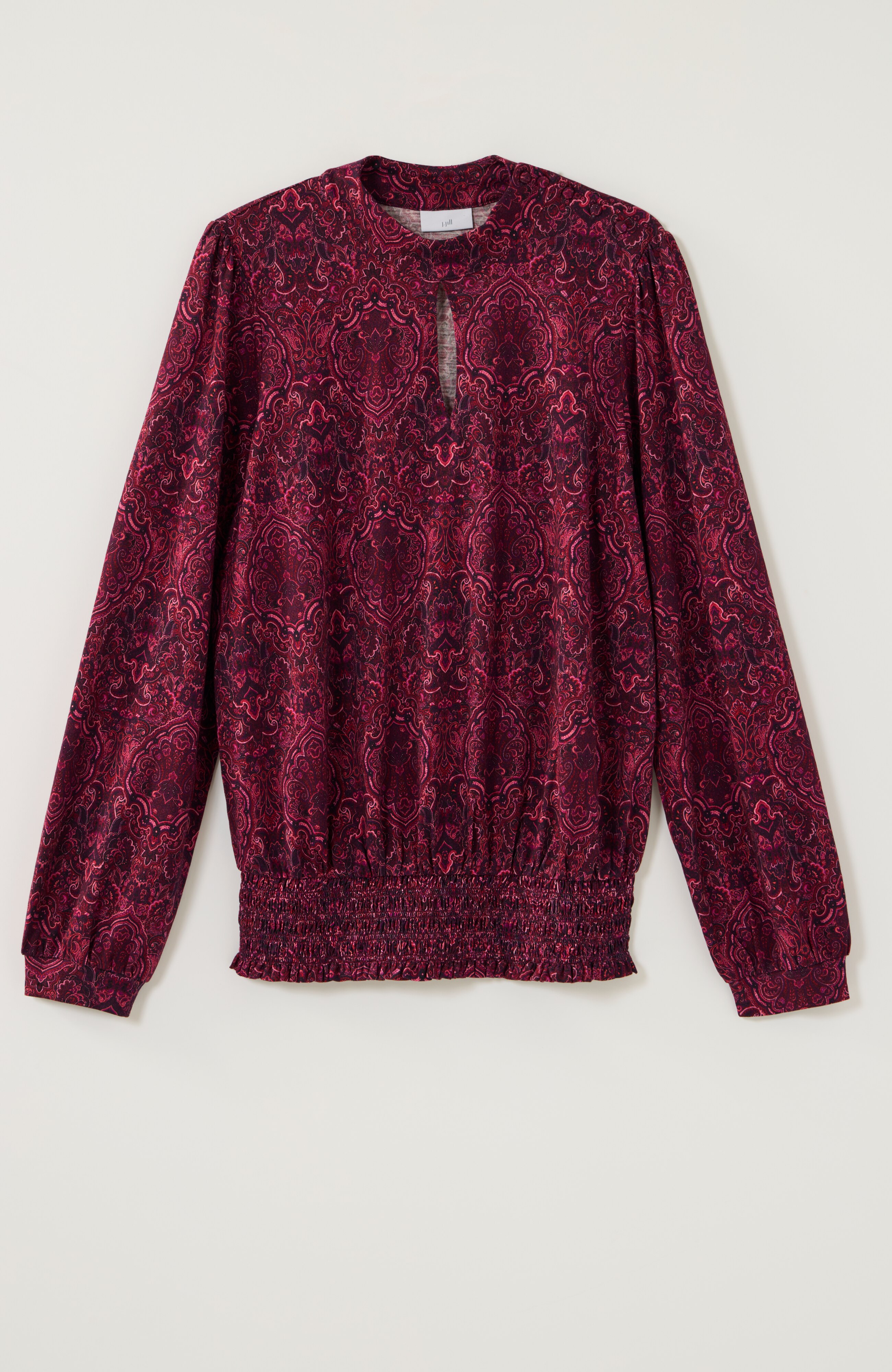 printed smocked-hem top