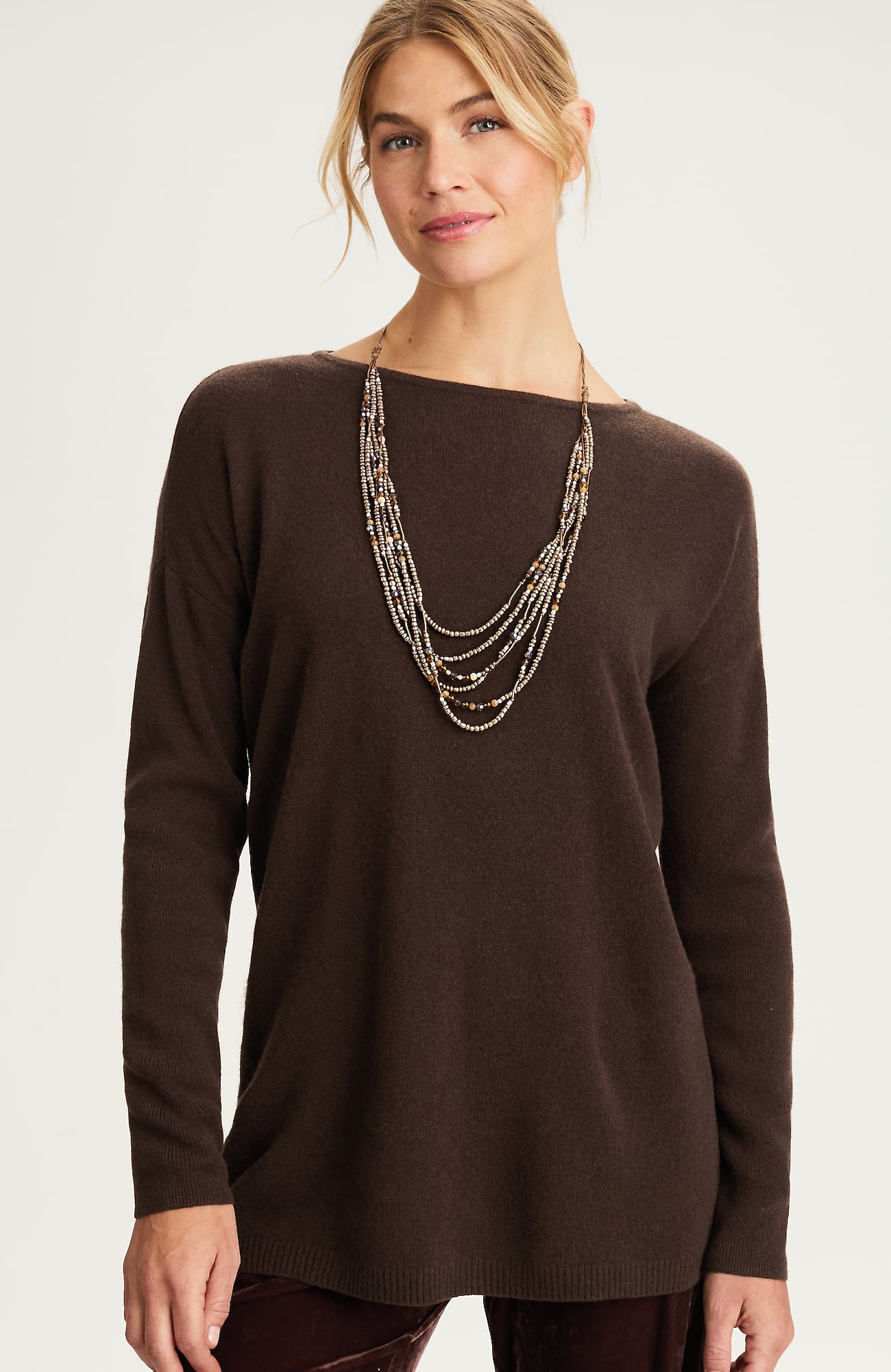 Jjill J.jill Pure Jill Recycled-cashmere Pullover Sweater In Brown
