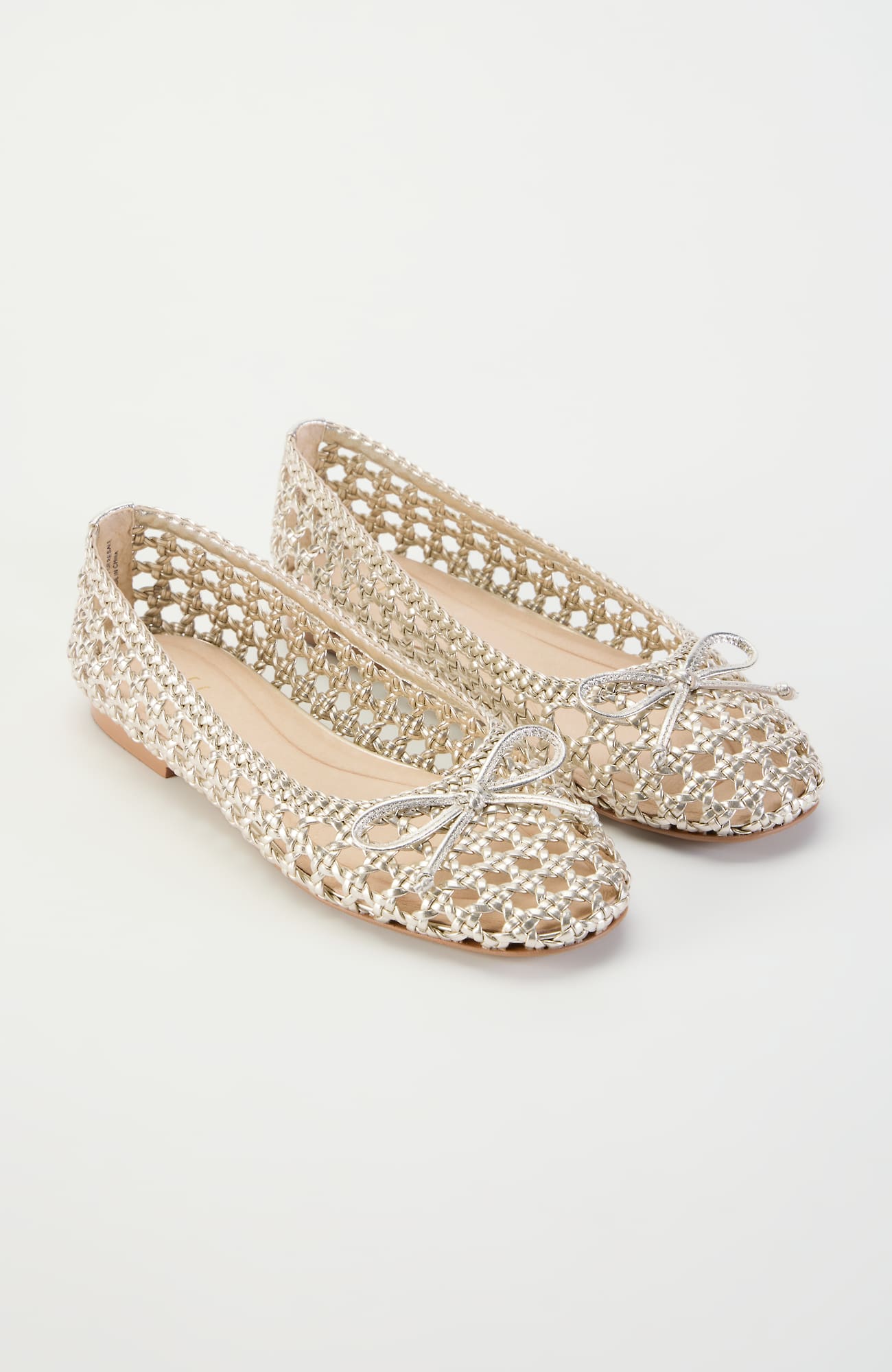 Women's Olivia Open-Weave Bow Flats (Soft Gold Metallic) (Size: 7) J. Jill