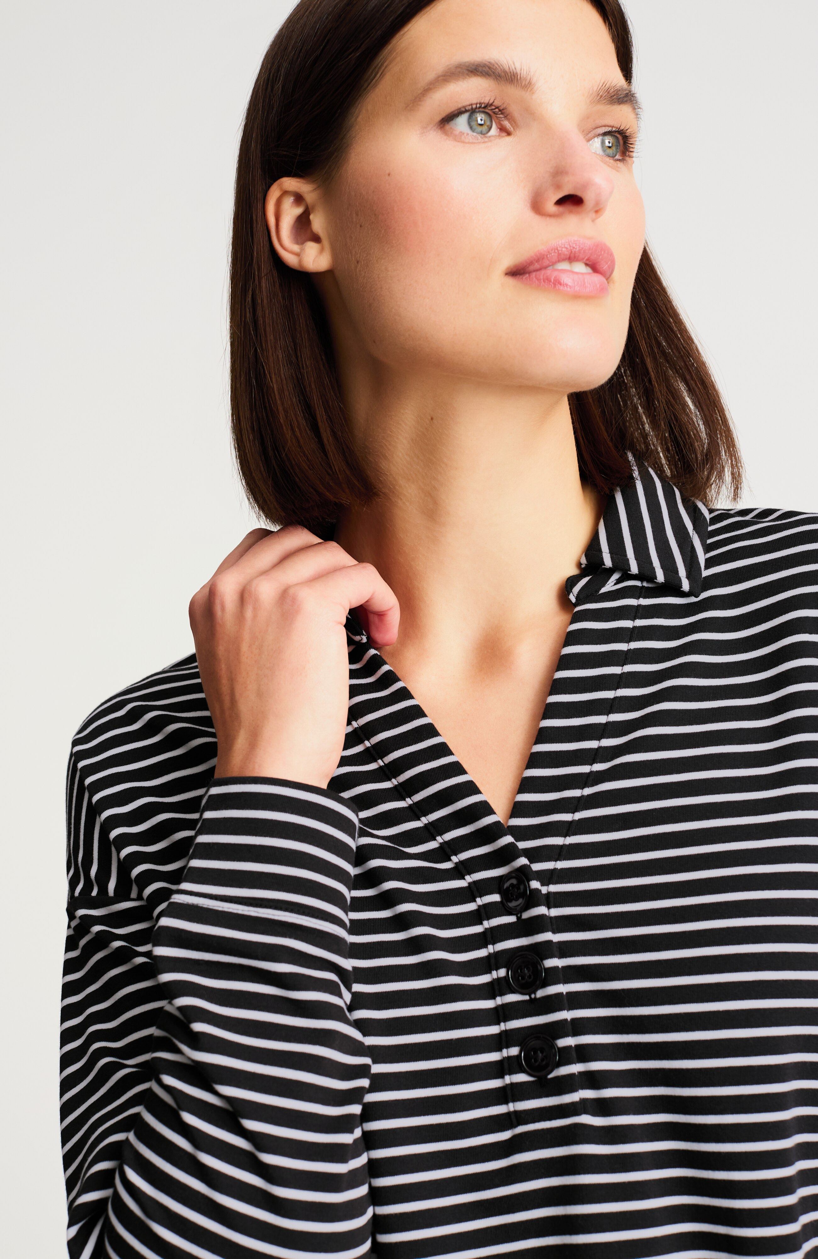 fit long-sleeve polo sweatshirt