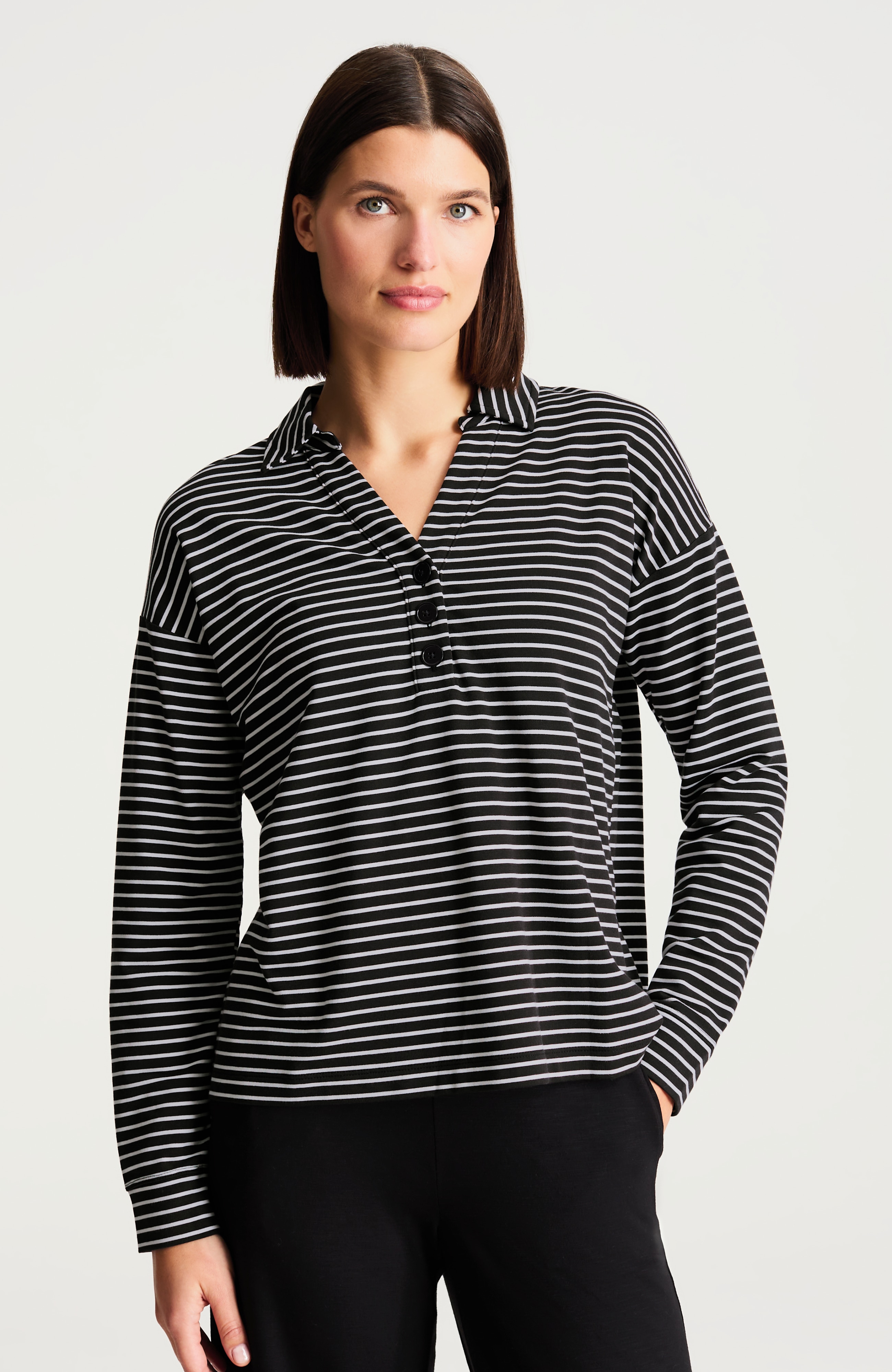 fit long-sleeve polo sweatshirt