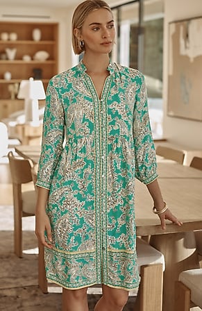 Image for Border-Printed A-Line Dress