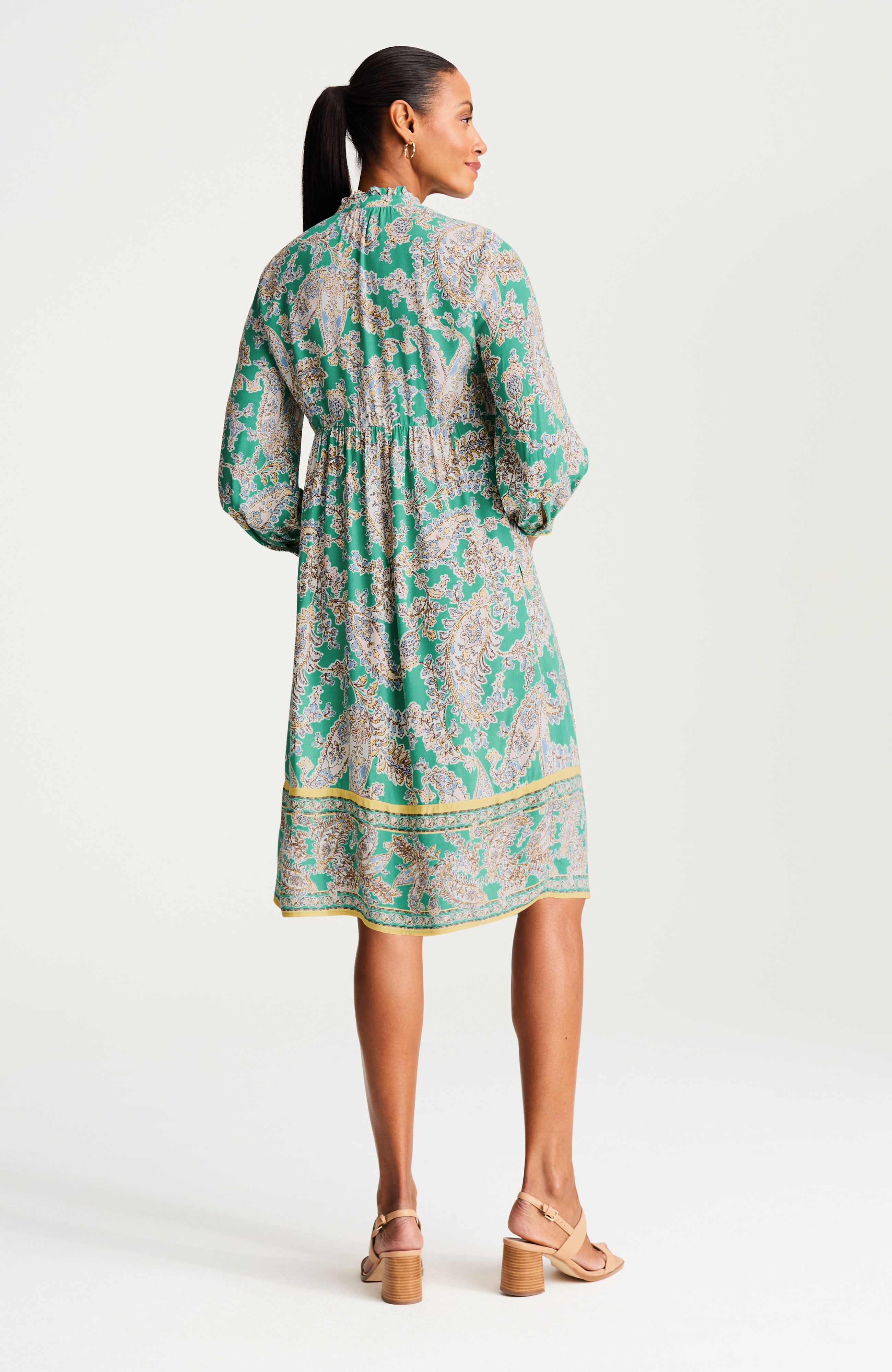 border-printed a-line dress