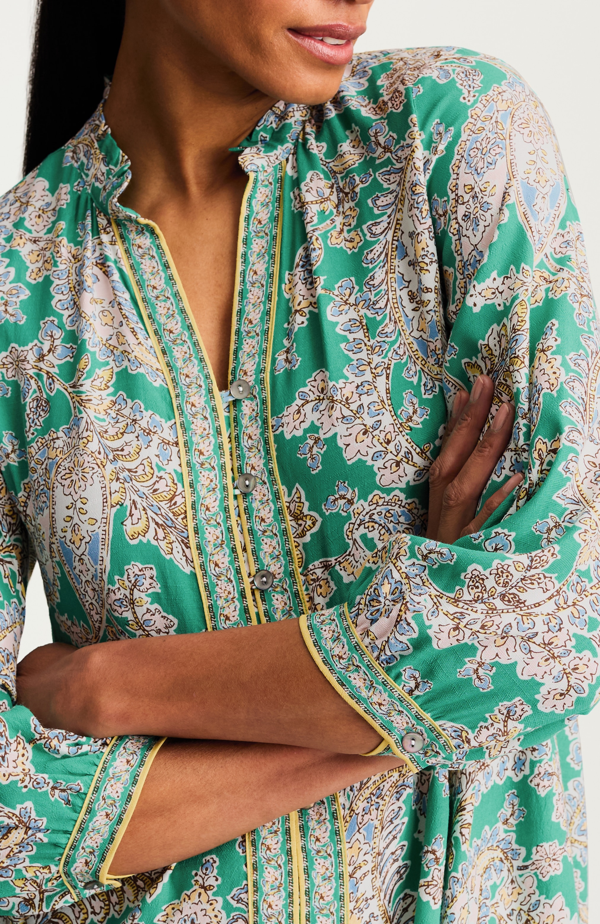 border-printed a-line dress