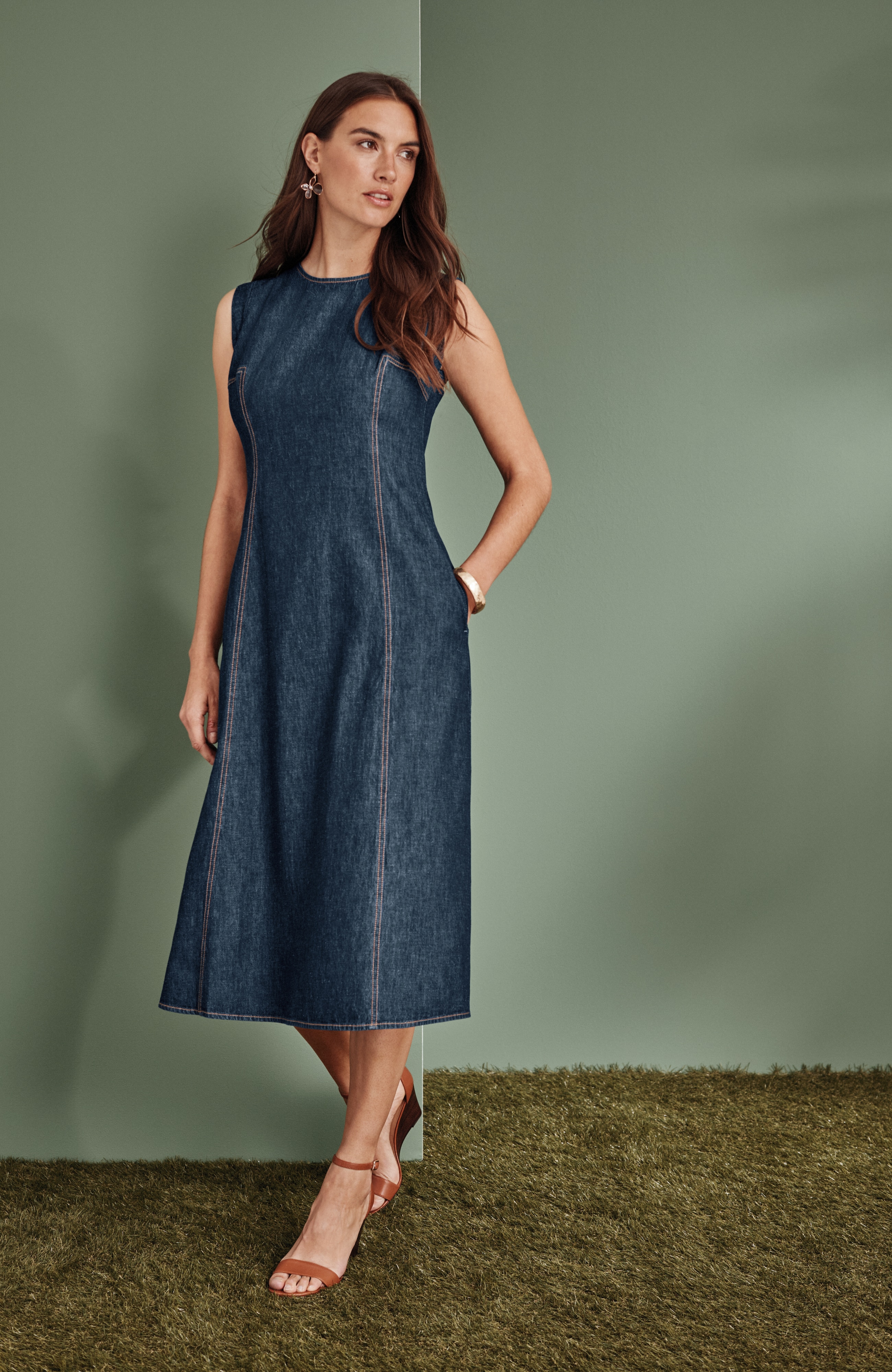 Seamed Indigo Midi Dress | JJill