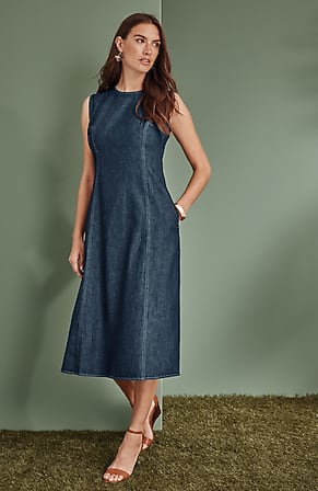 Image for Seamed Indigo Midi Dress