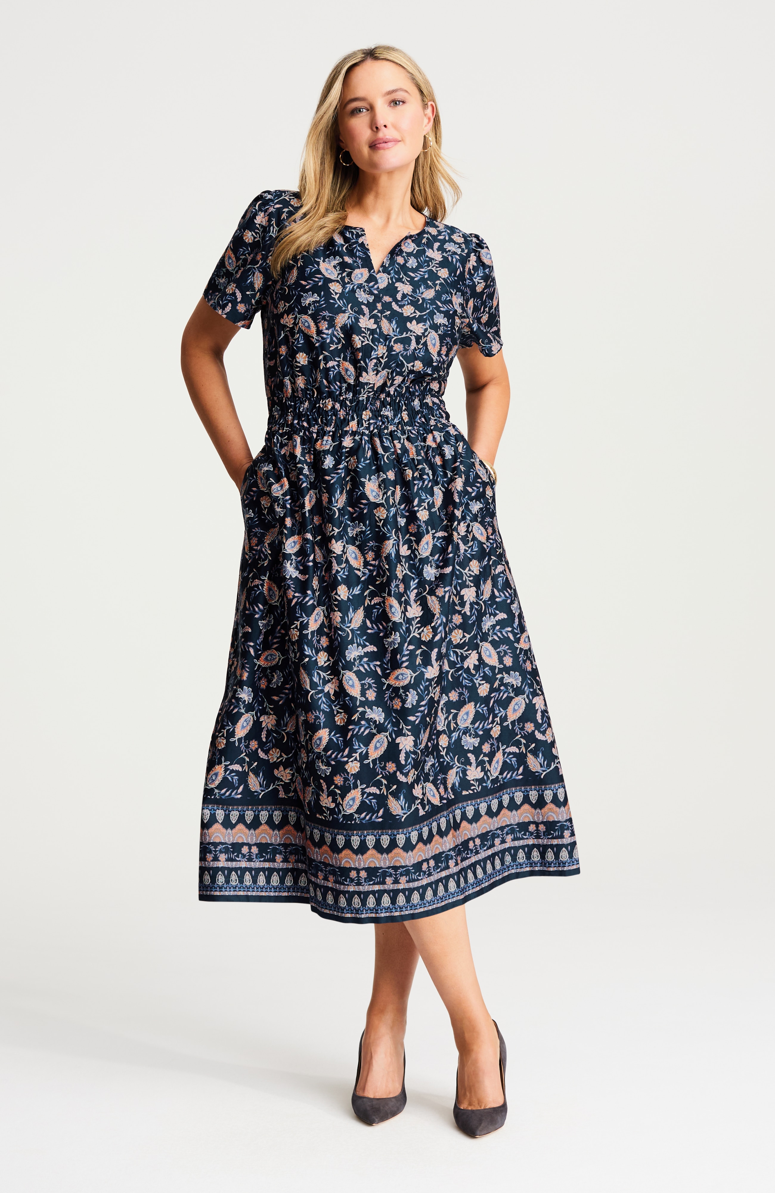 flutter-sleeve midi dress