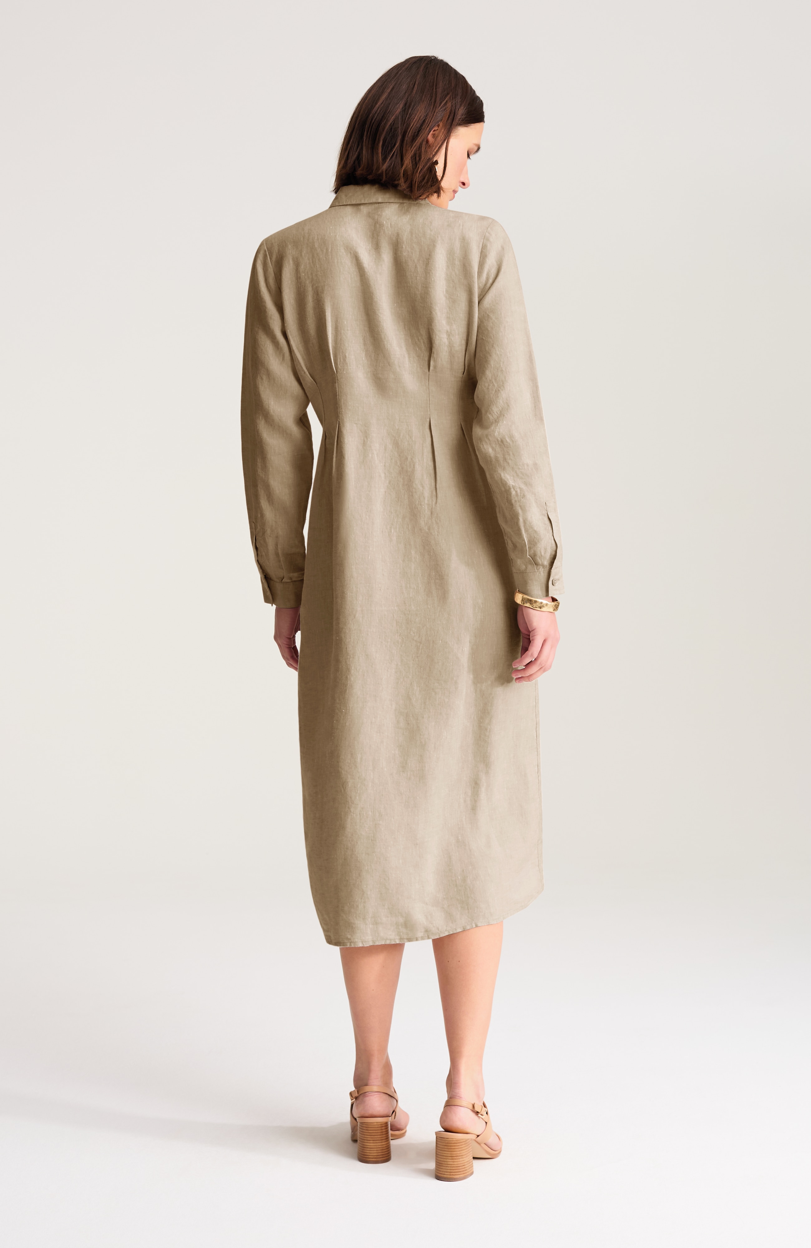 linen midi dart-waist dress