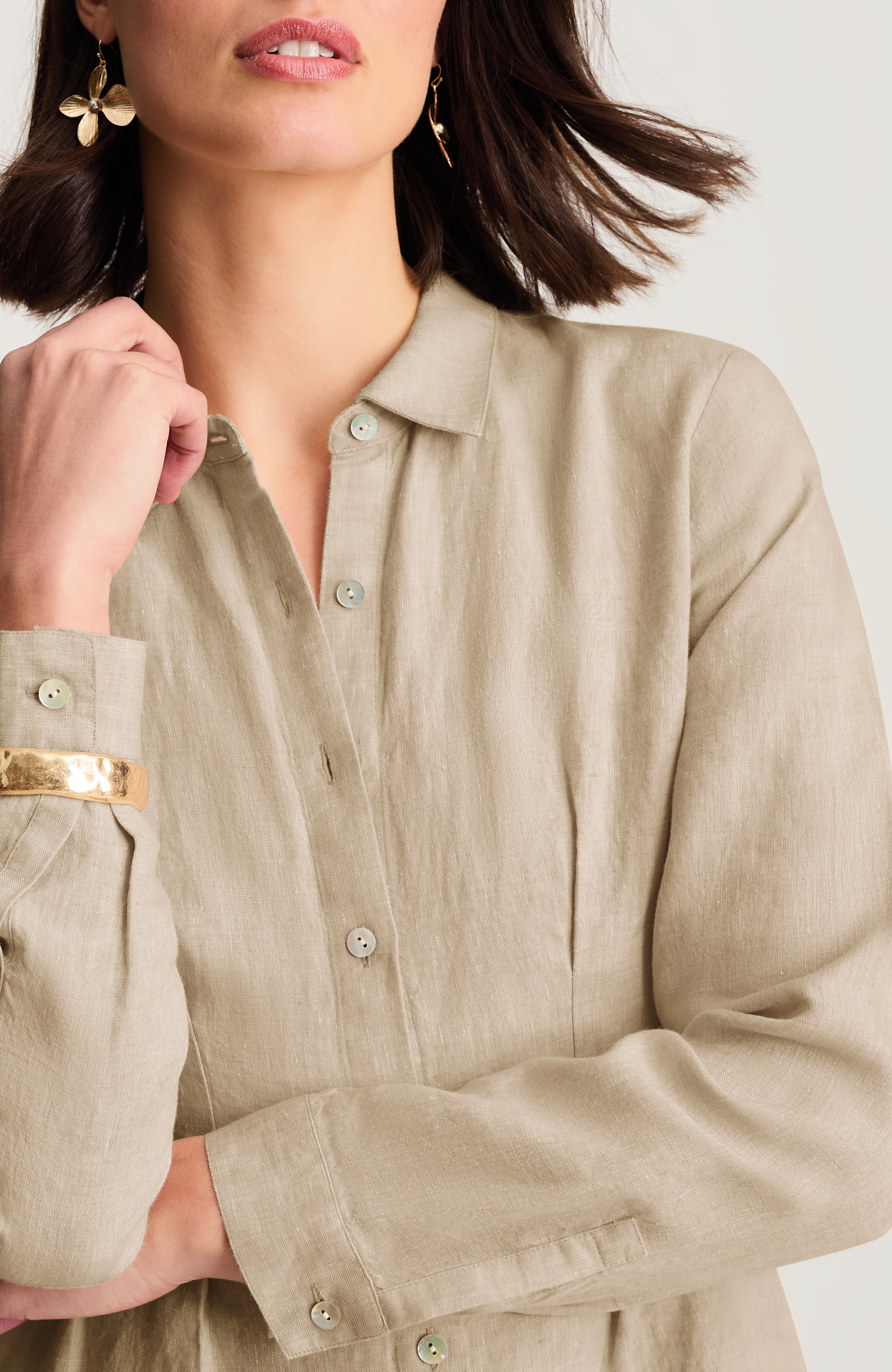 linen midi dart-waist dress