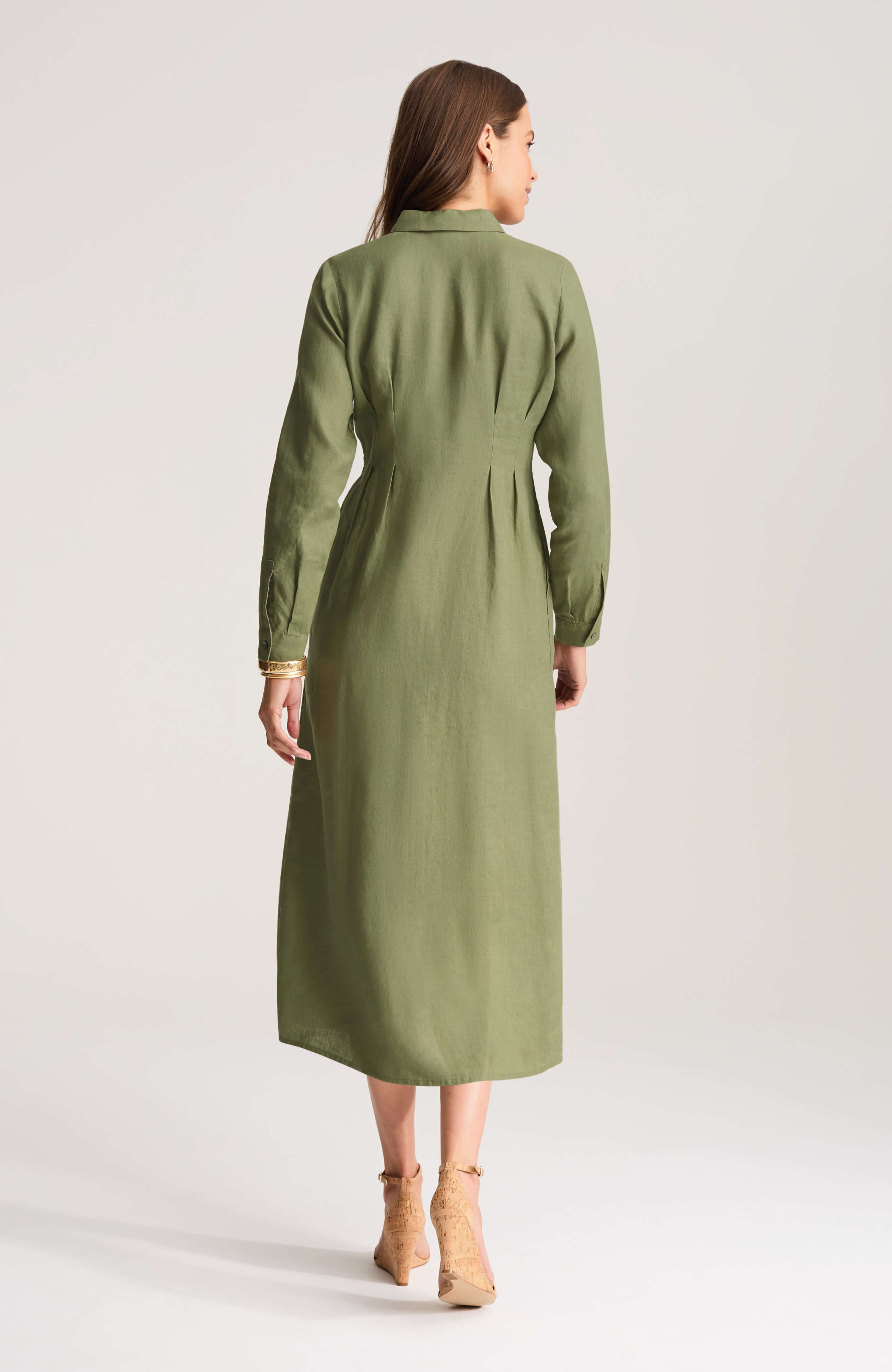 LINEN MIDI DART-WAIST DRESS | JJill