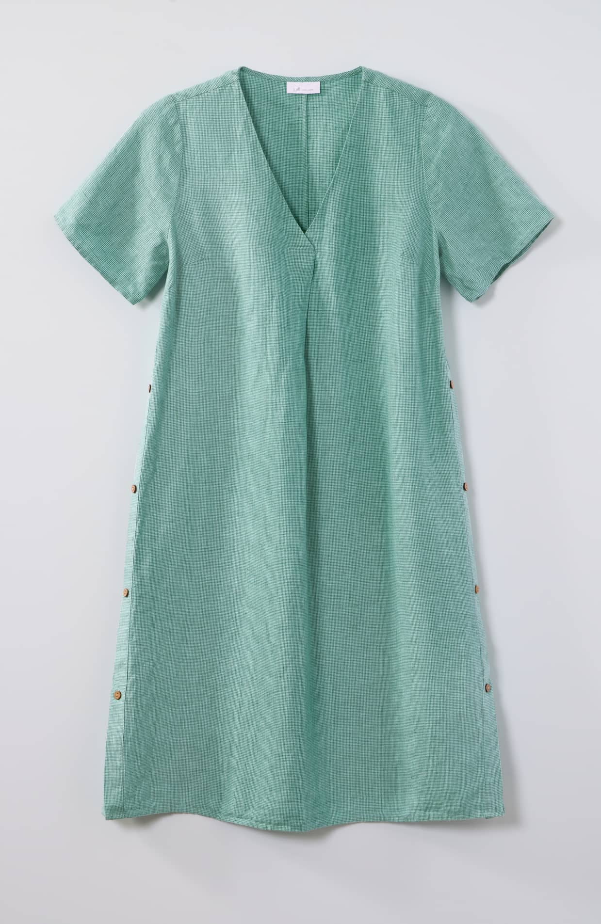 chinese dress ladies Linen V Neck Dress Ivory / Medium