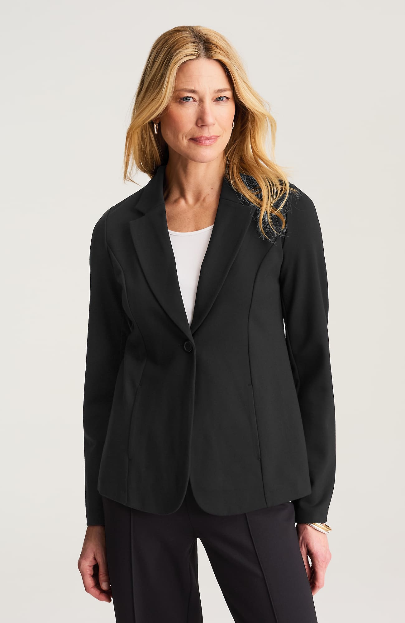 Jjill Wearever Sculpted-knit Button-front Blazer In Black