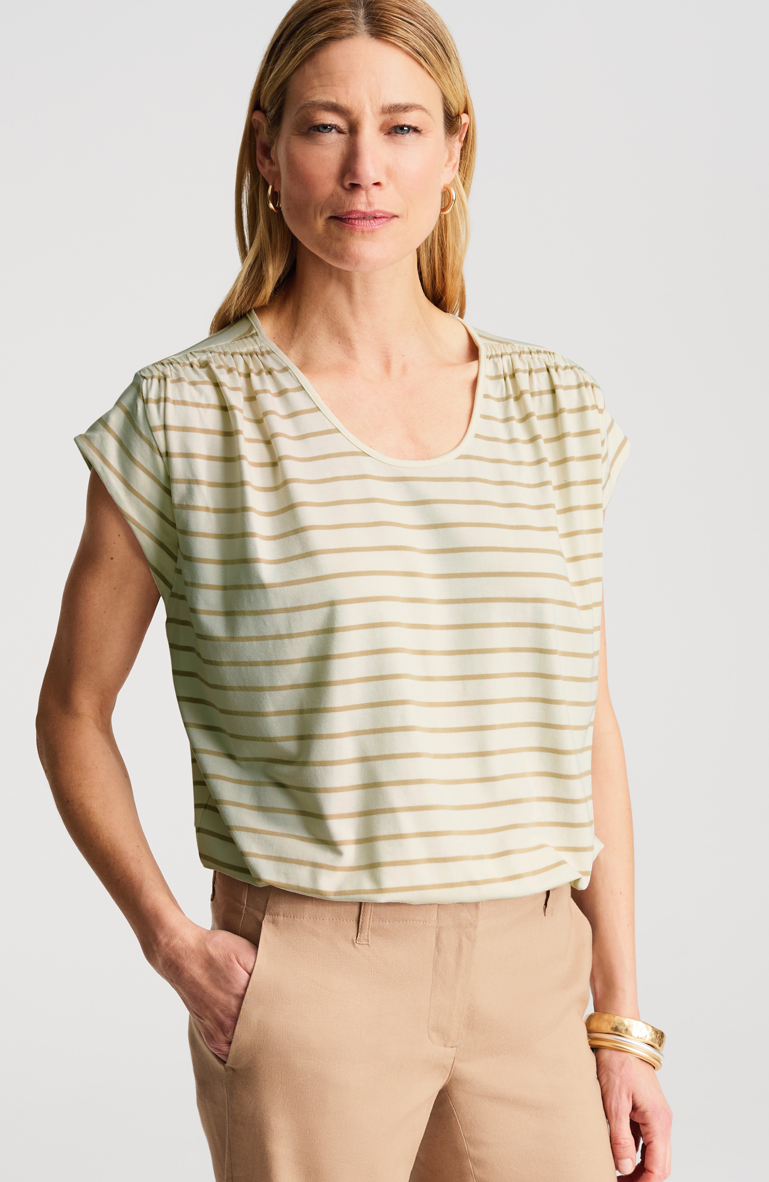 wearever gathered-shoulder top