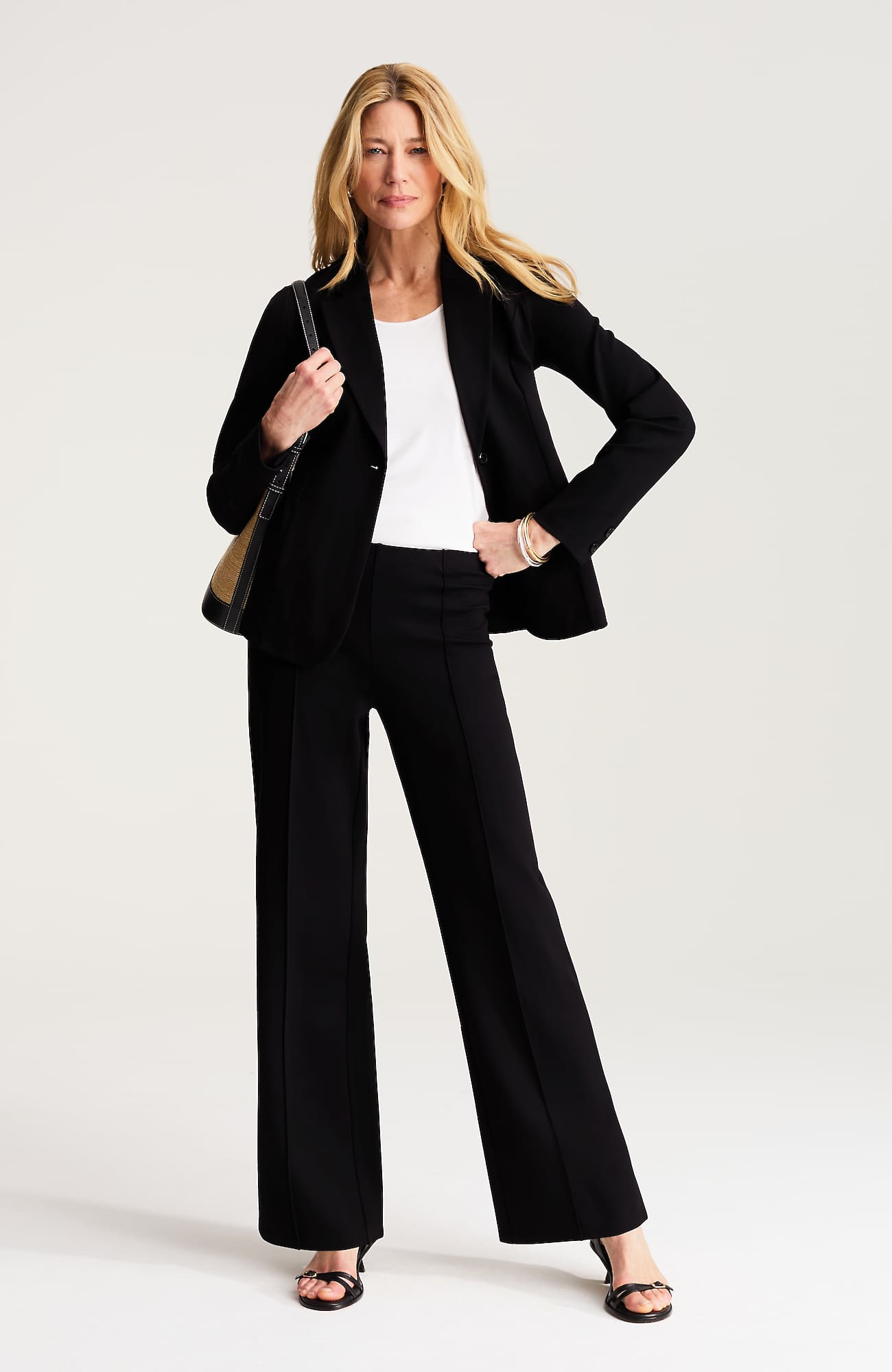 Jjill Wearever Sculpted-knit Full-length Pants In Black