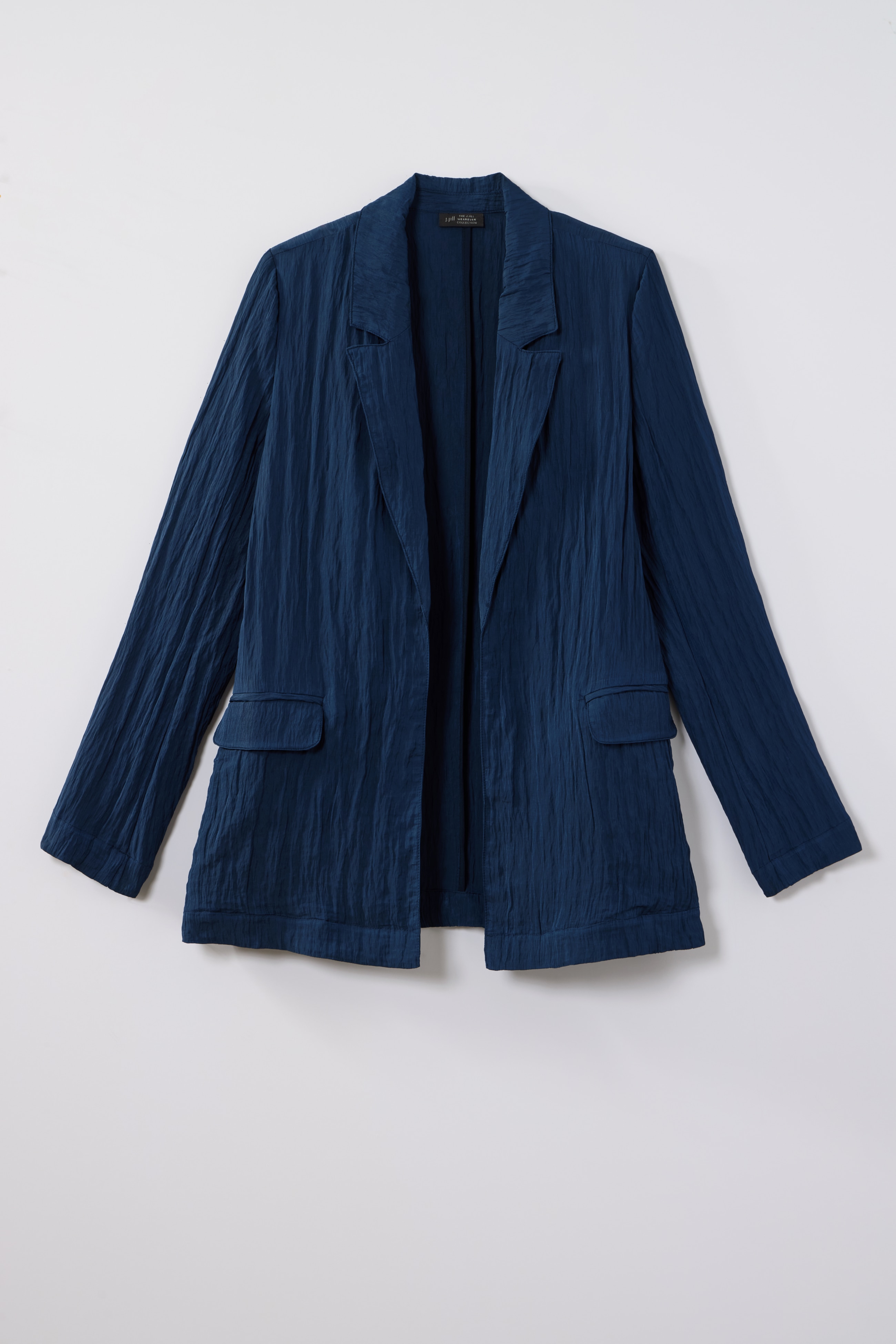 wearever crinkled open-front blazer