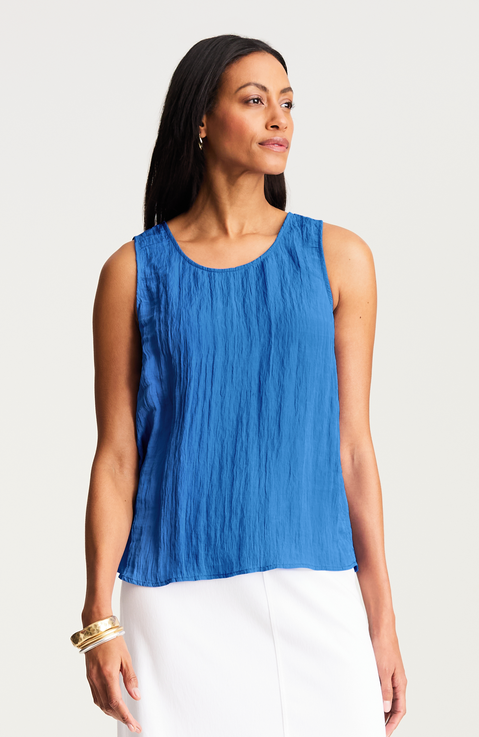 Wearever Crinkled Scoop-Neck Top