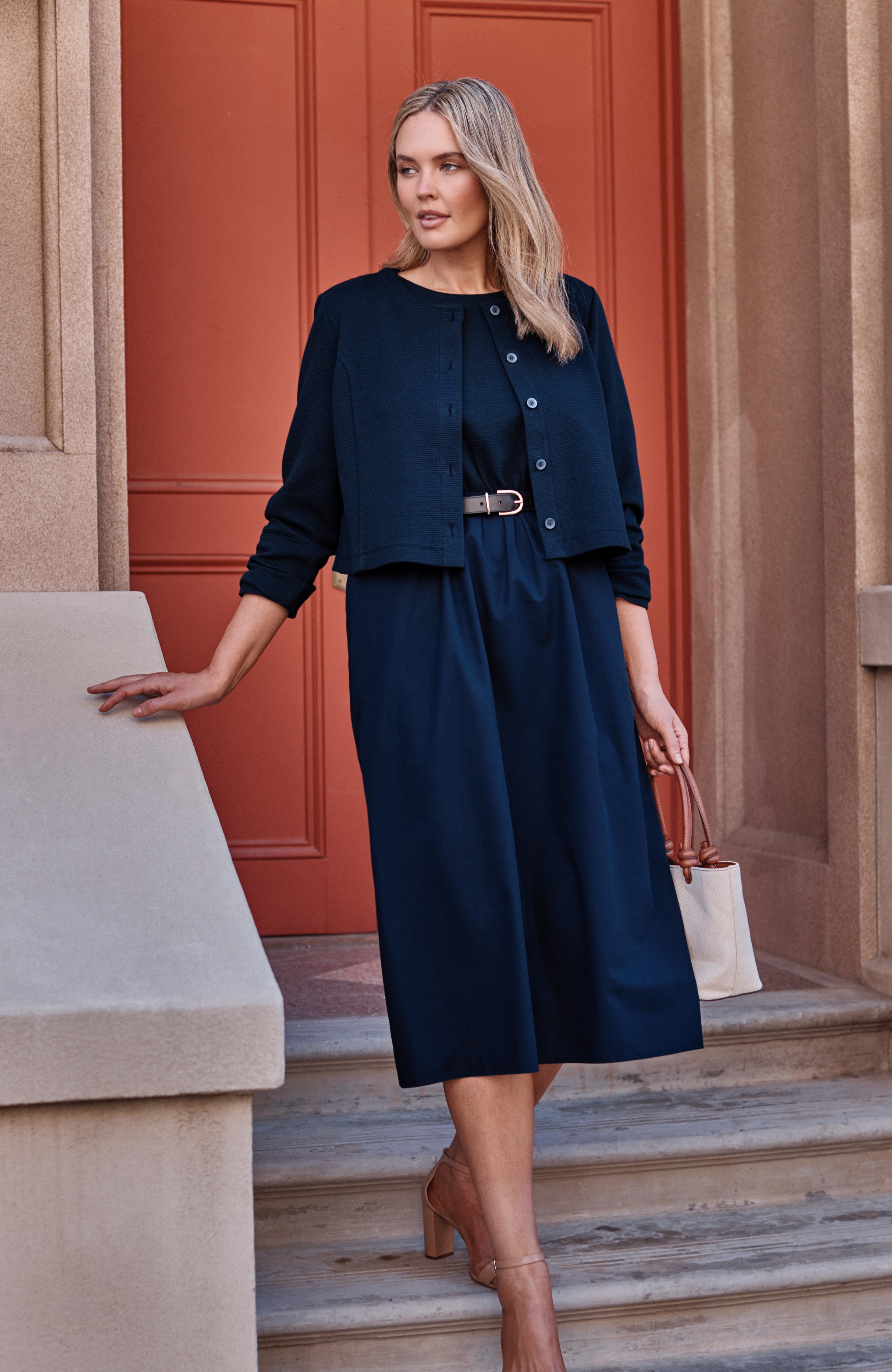 wearever 2-in-1 mixed-media midi dress