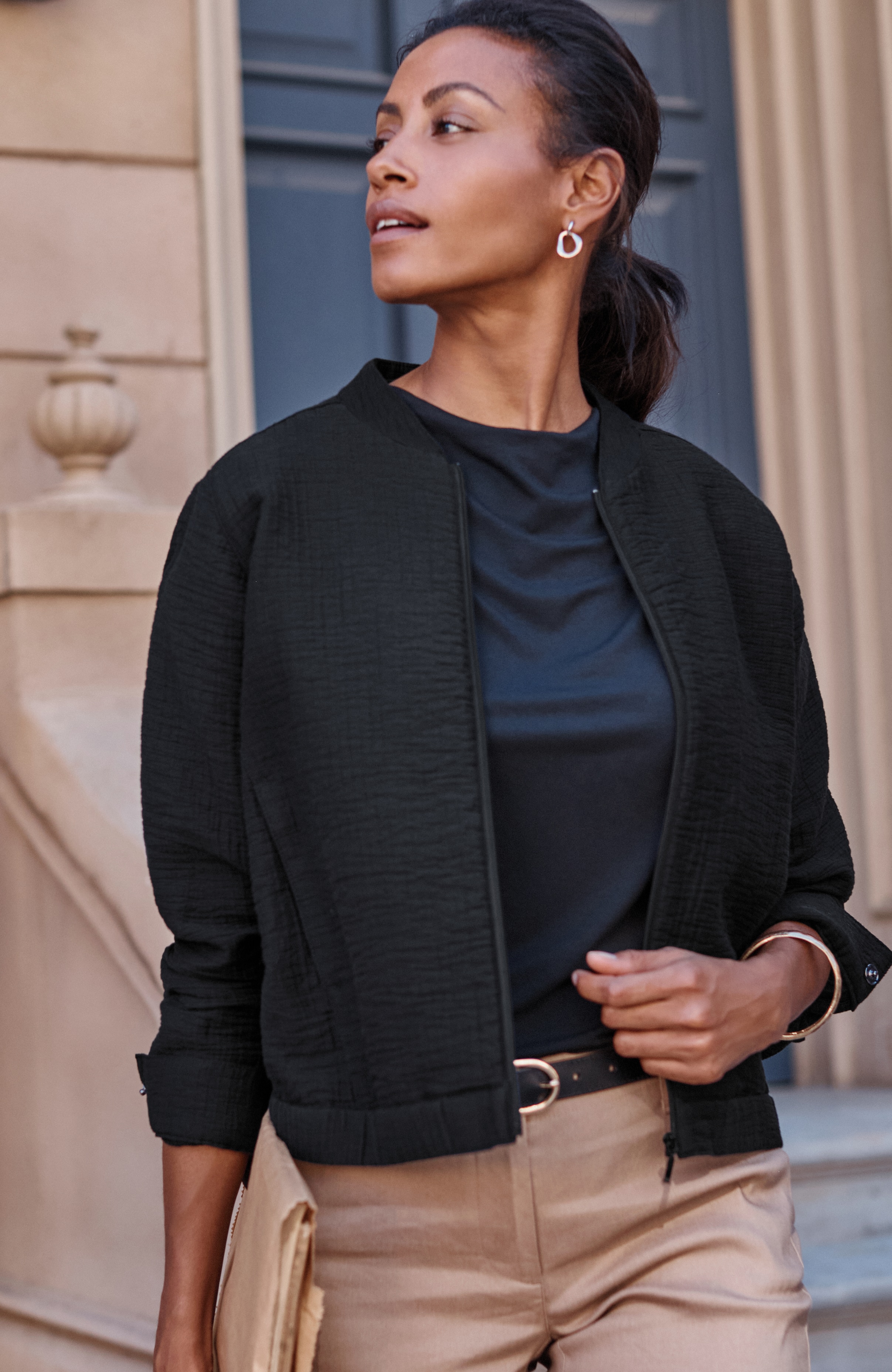 wearever cotton-gauze bomber jacket