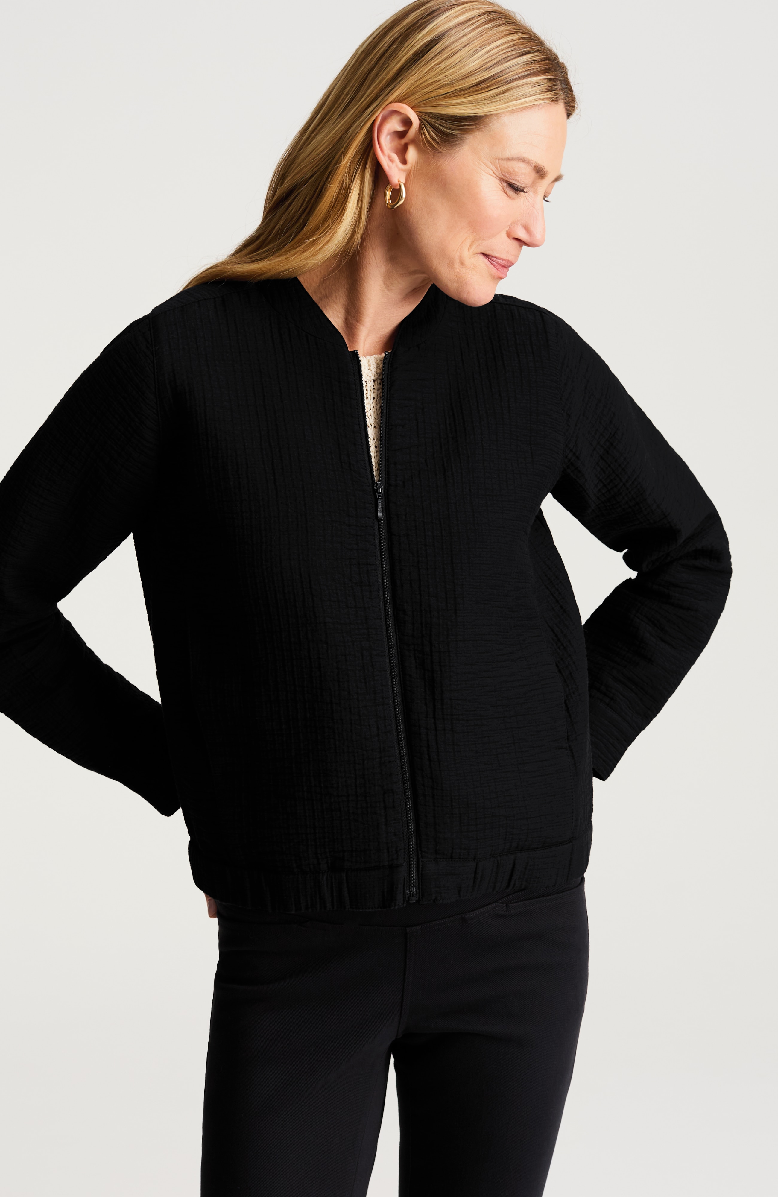 wearever cotton-gauze bomber jacket