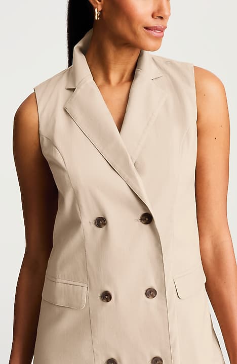 sleeveless blazer dress Black X29618 and sensual a wool so precious Black Woven Sleeveless Maxi Blazer