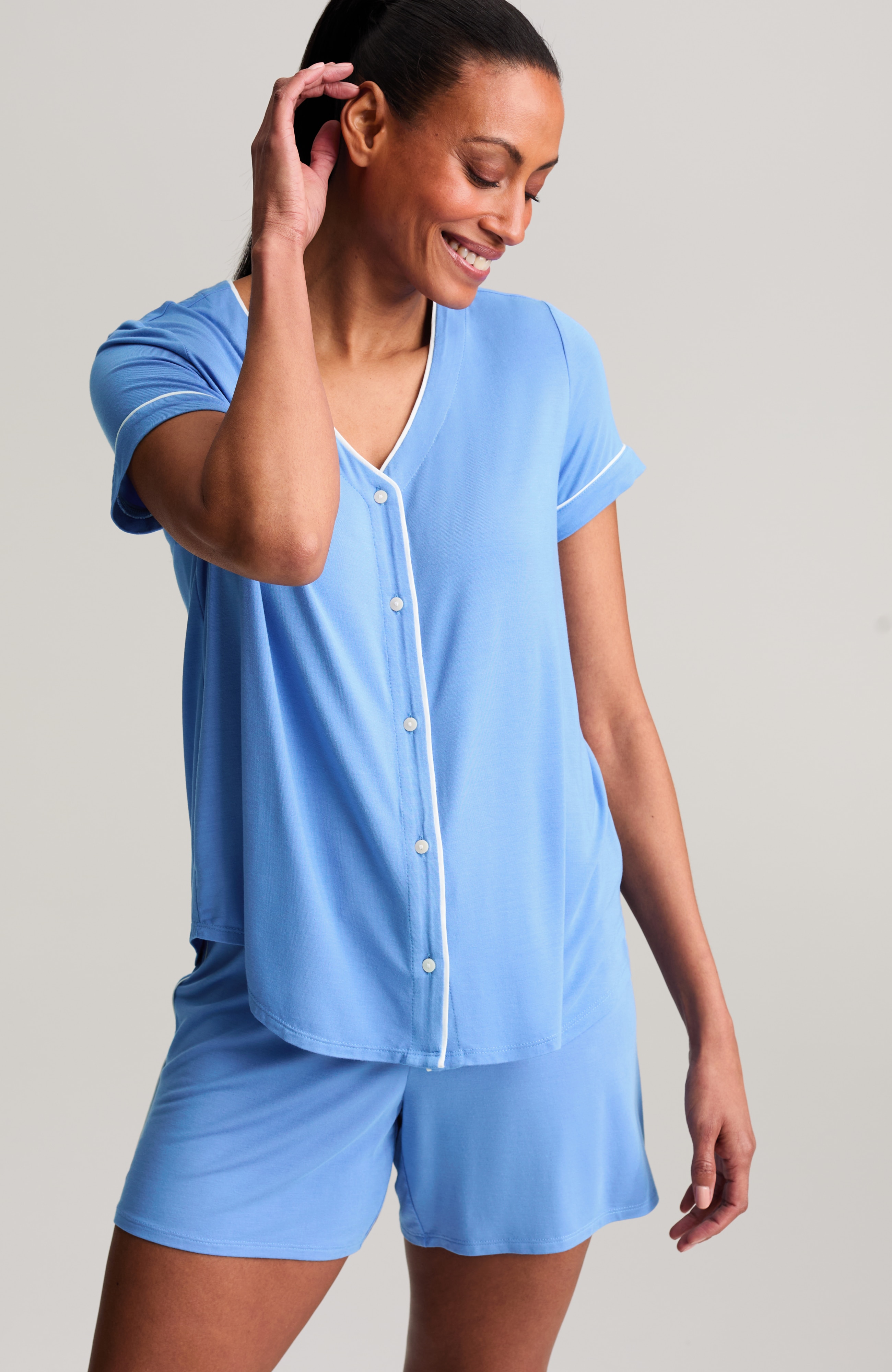 sleep tranquil knit button-front shirt