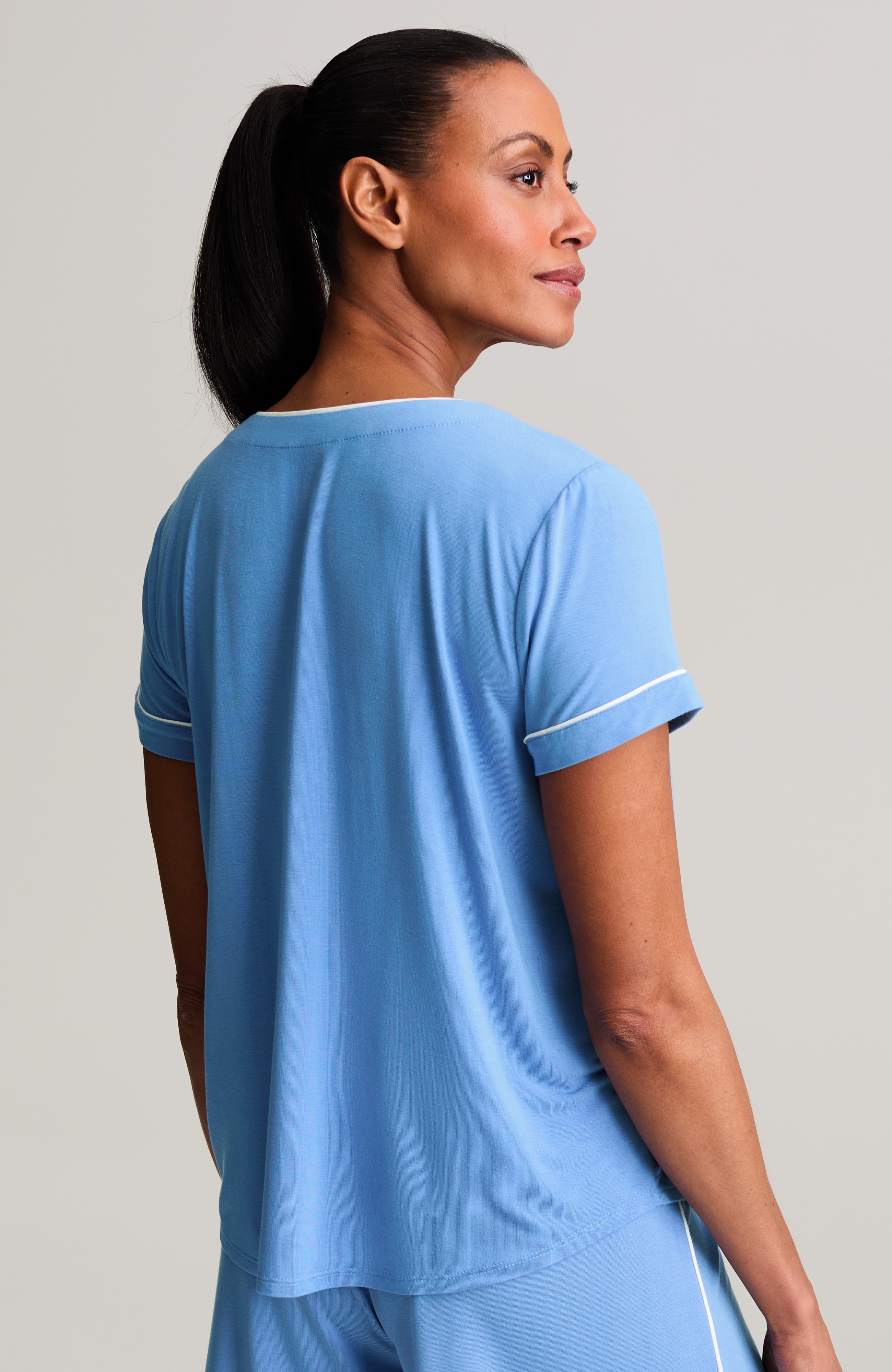 sleep tranquil knit button-front shirt