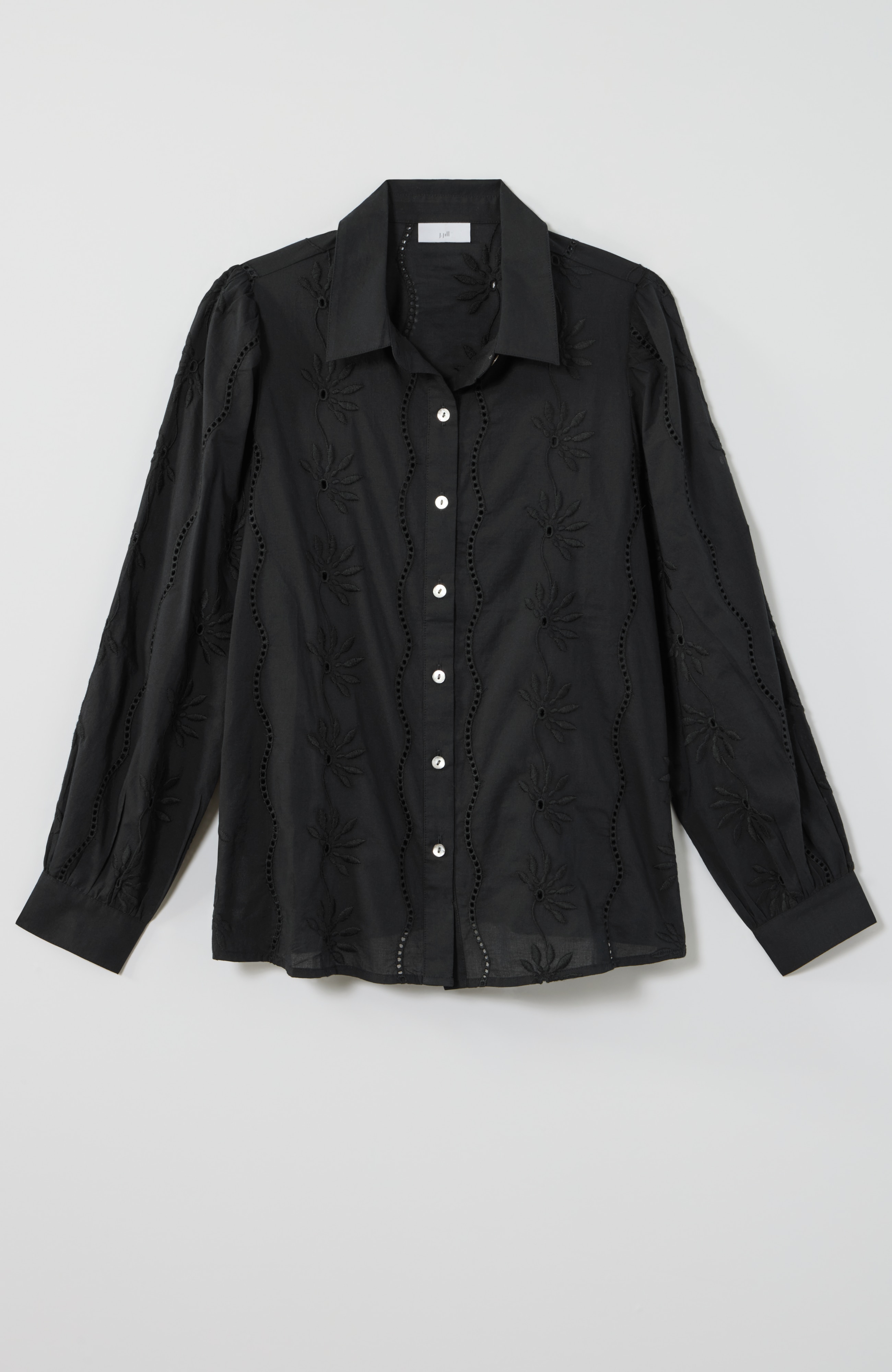 eyelet button-front shirt