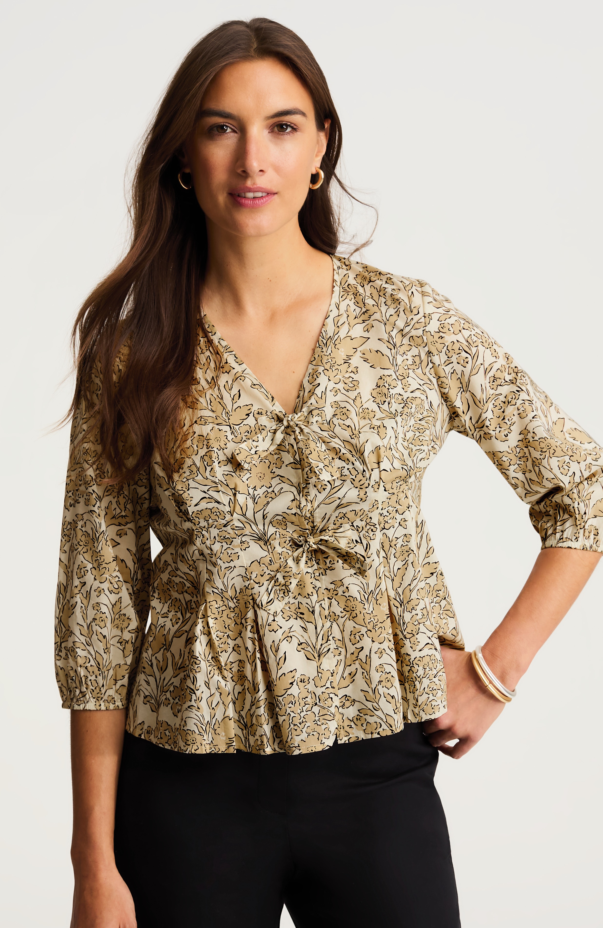 PLEATED TIE-FRONT TOP | JJill