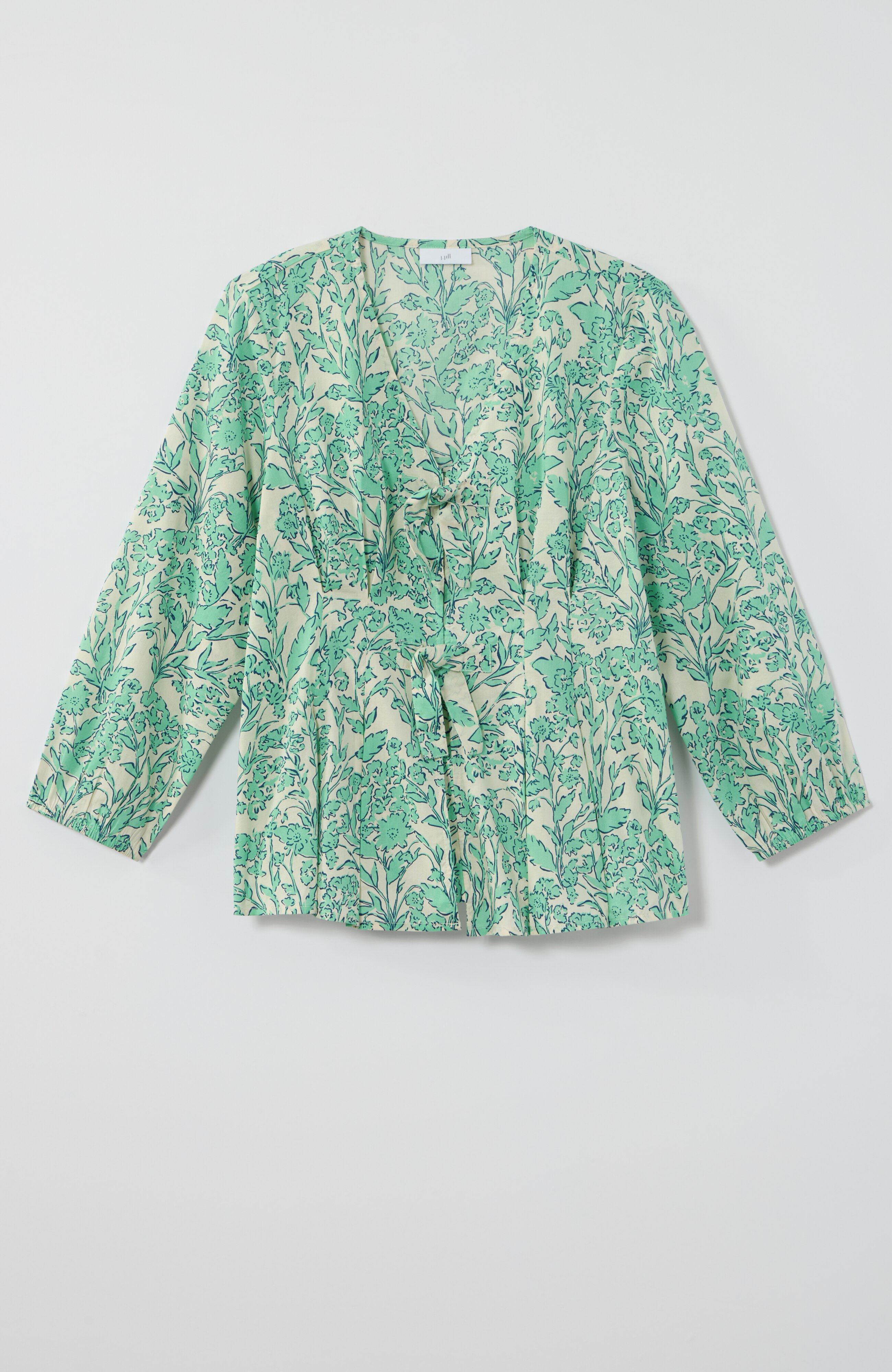 pleated tie-front top