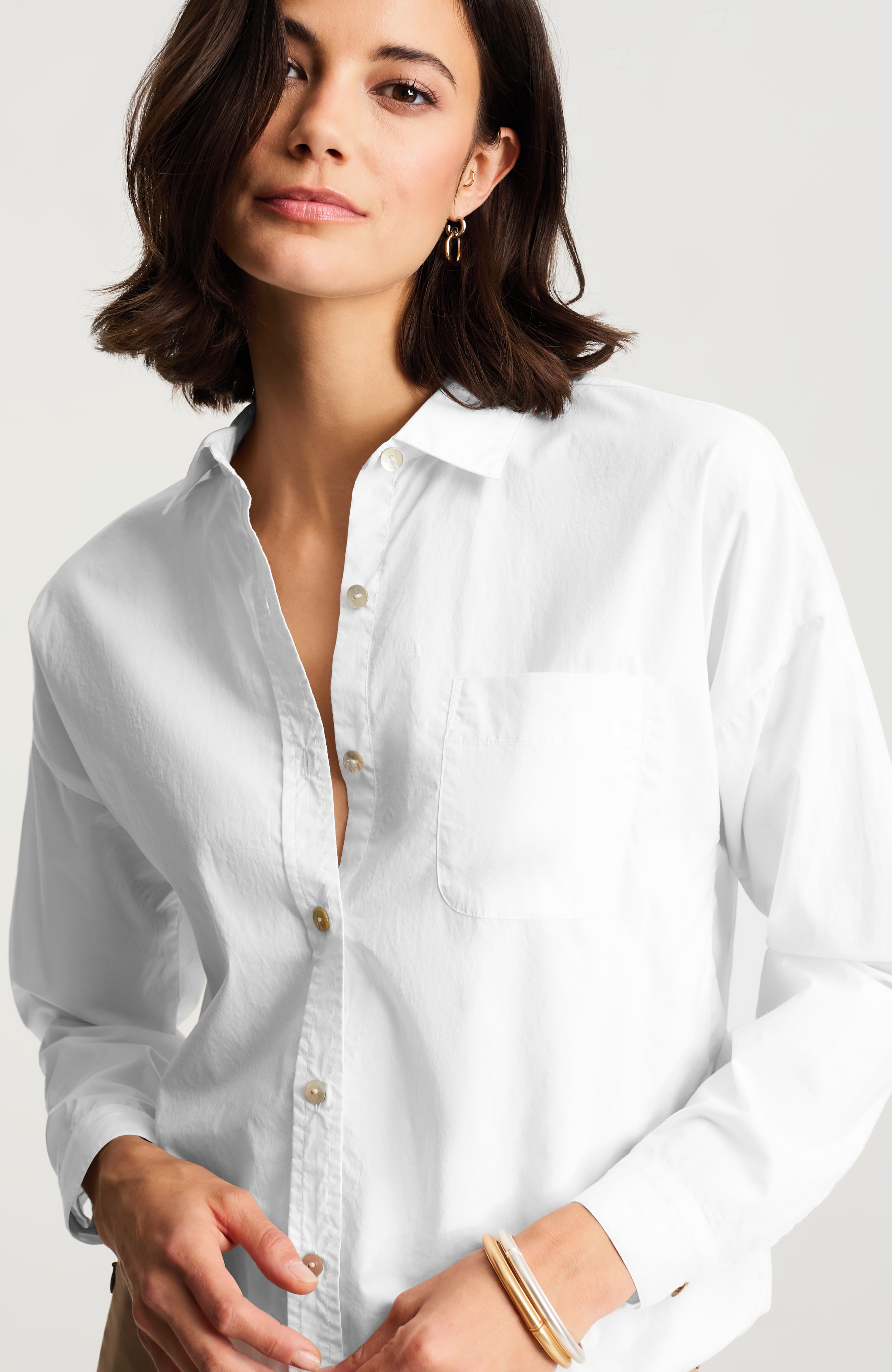 elastic-hem relaxed shirt