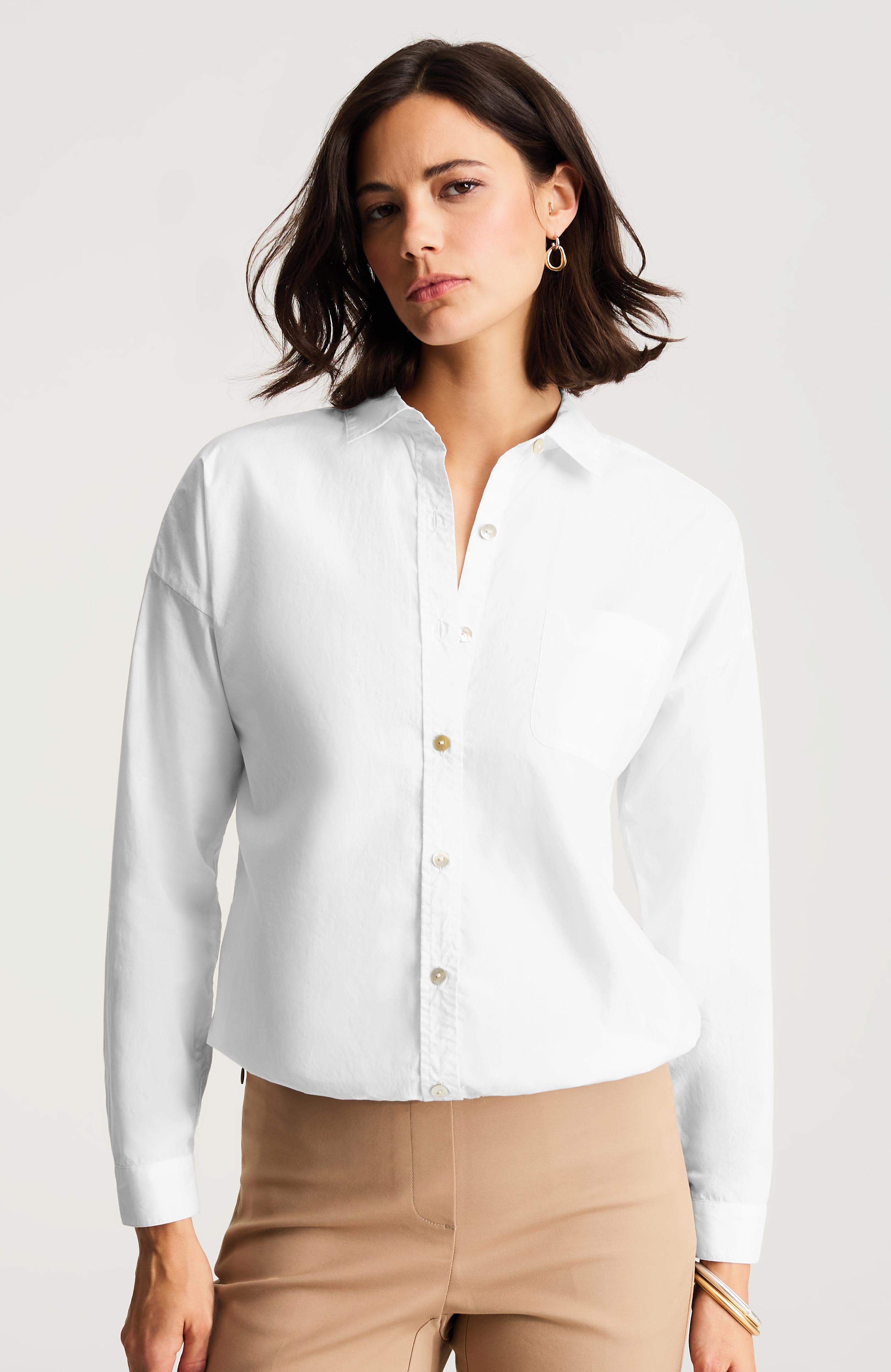elastic-hem relaxed shirt