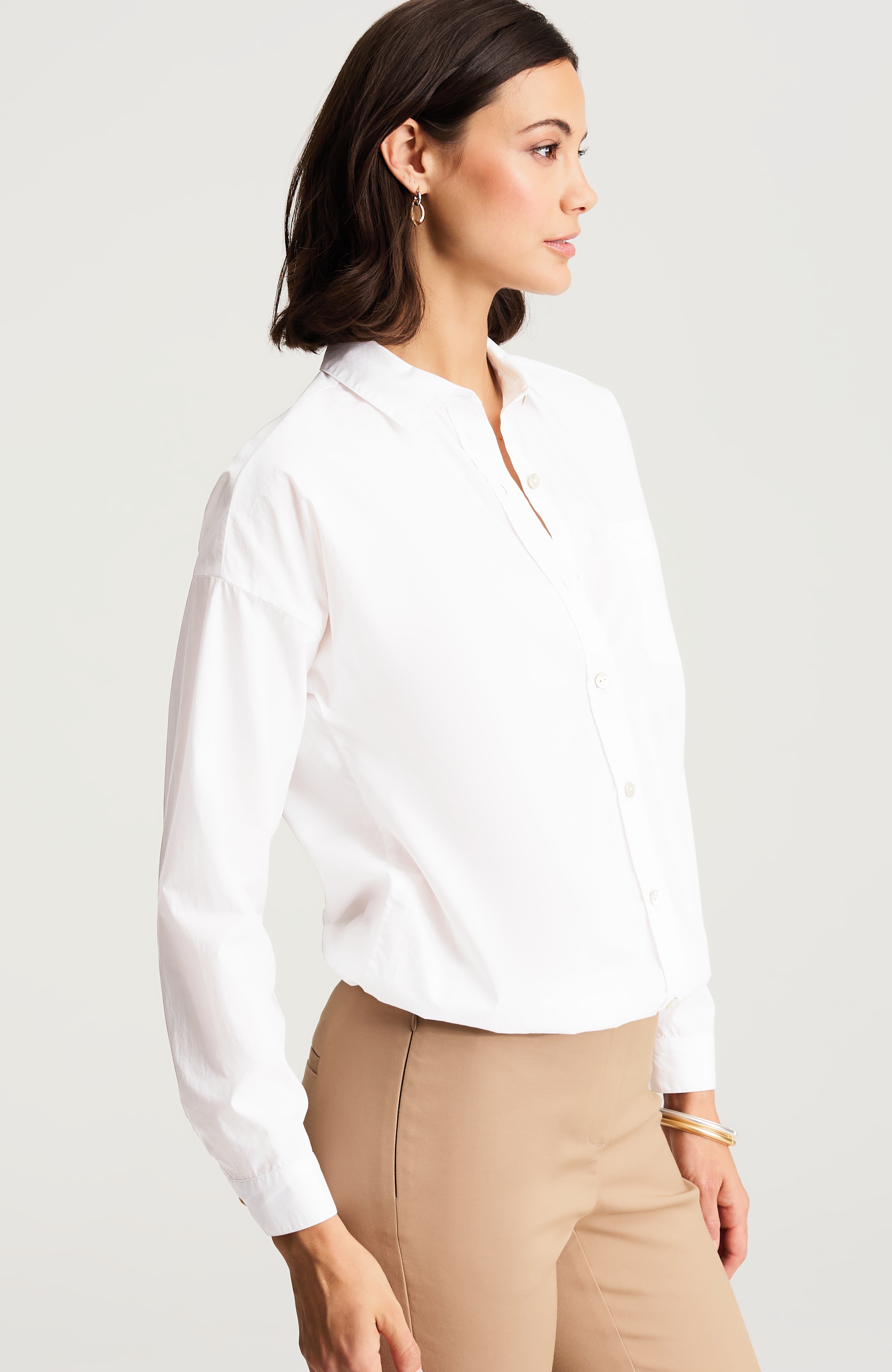 elastic-hem relaxed shirt