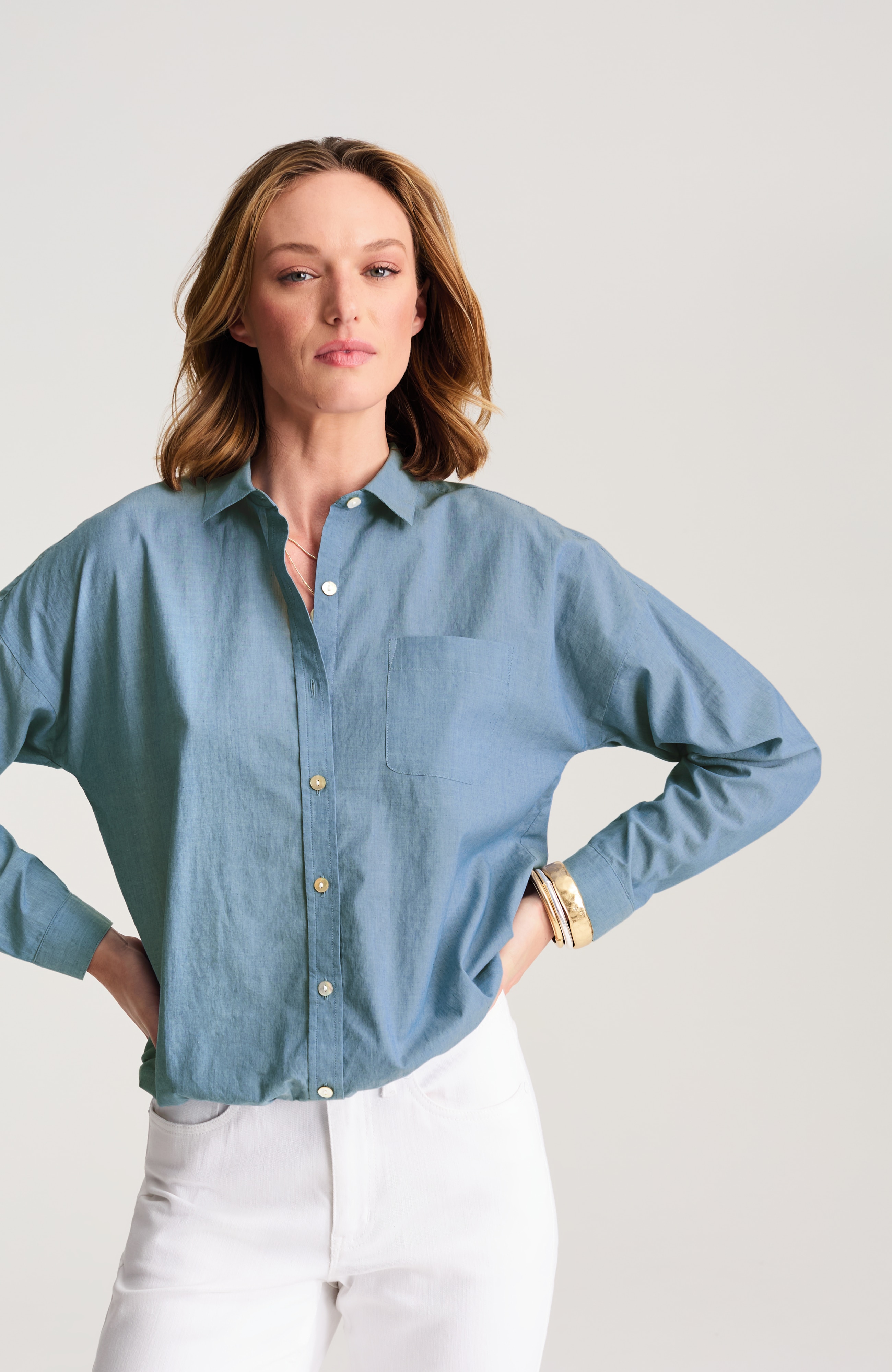 elastic-hem relaxed shirt