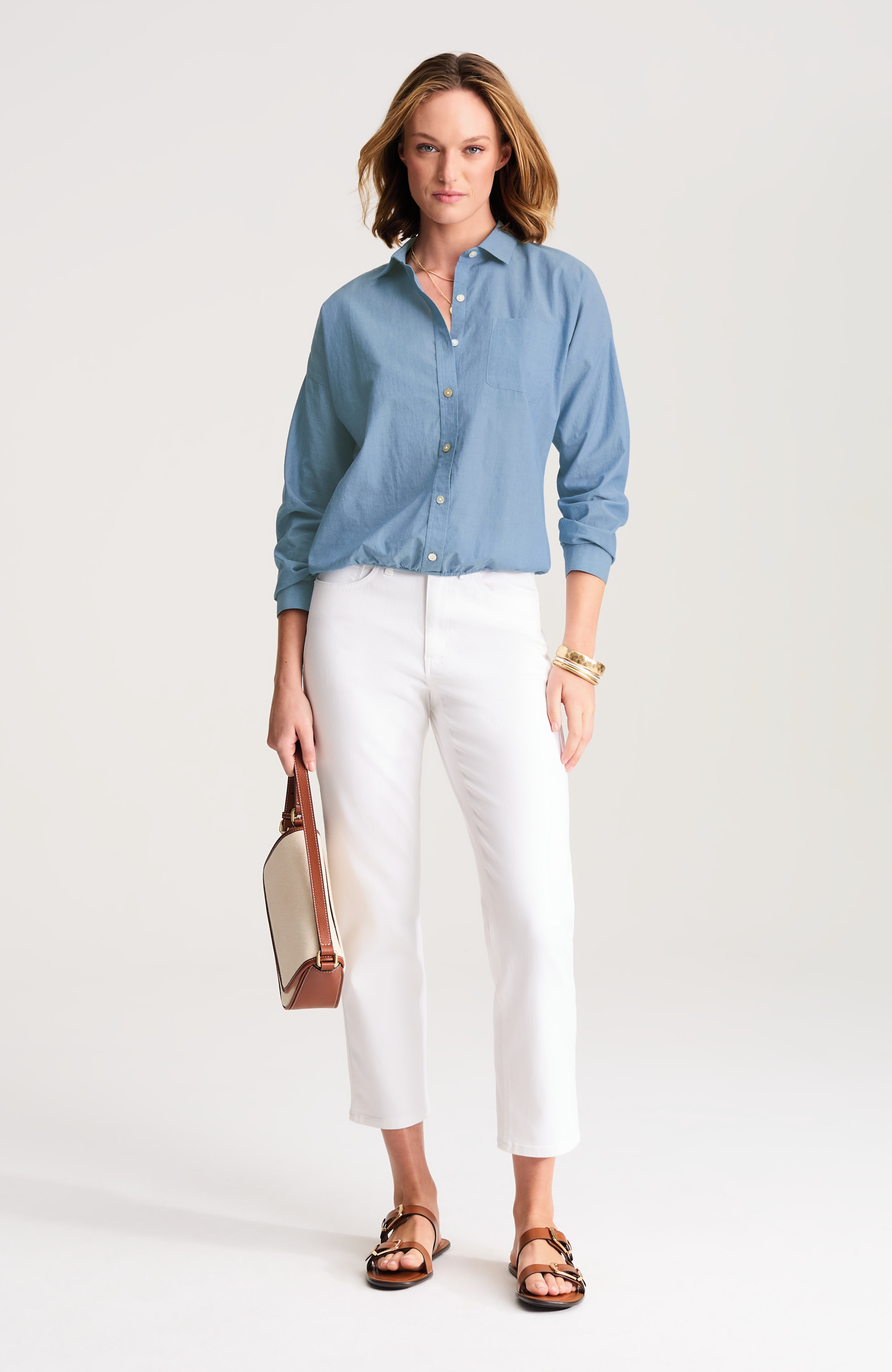 elastic-hem relaxed shirt