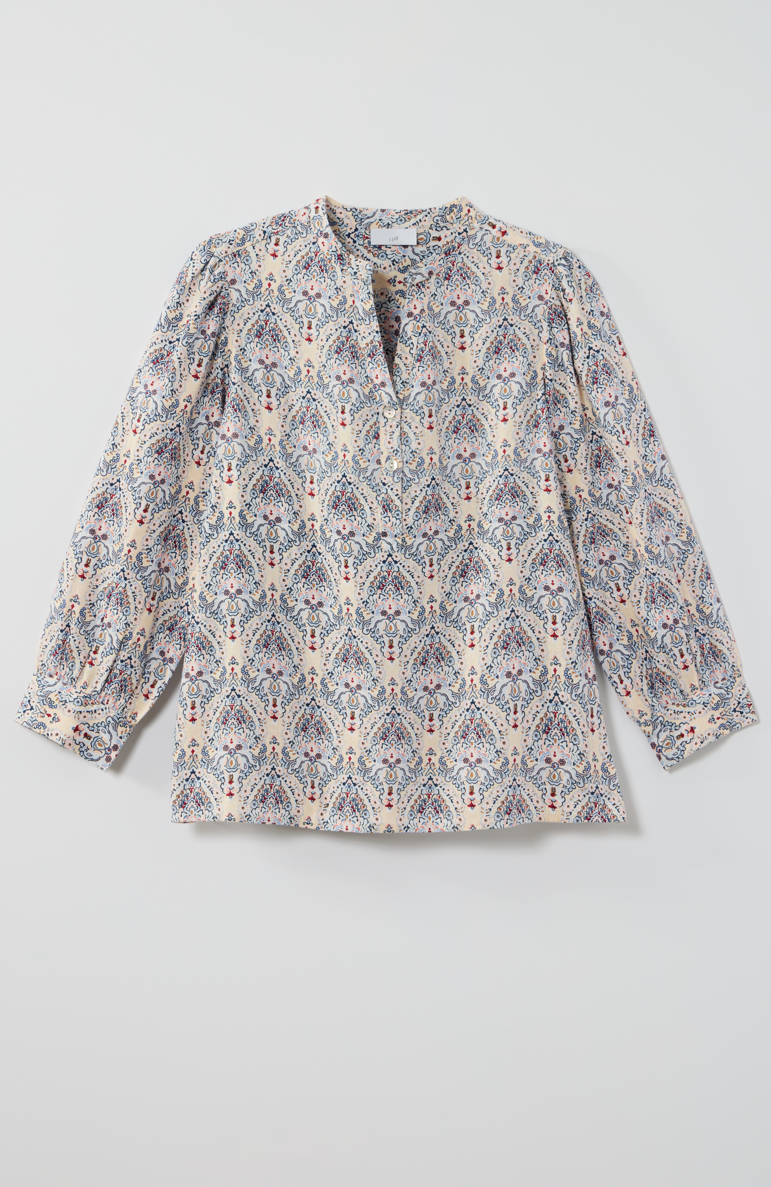 linen-blend shirred-sleeve popover