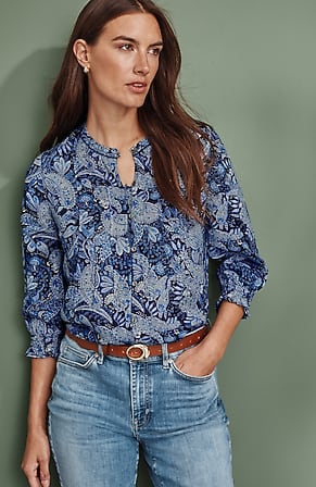 Image for Pintucked Linen Button-Front Shirt