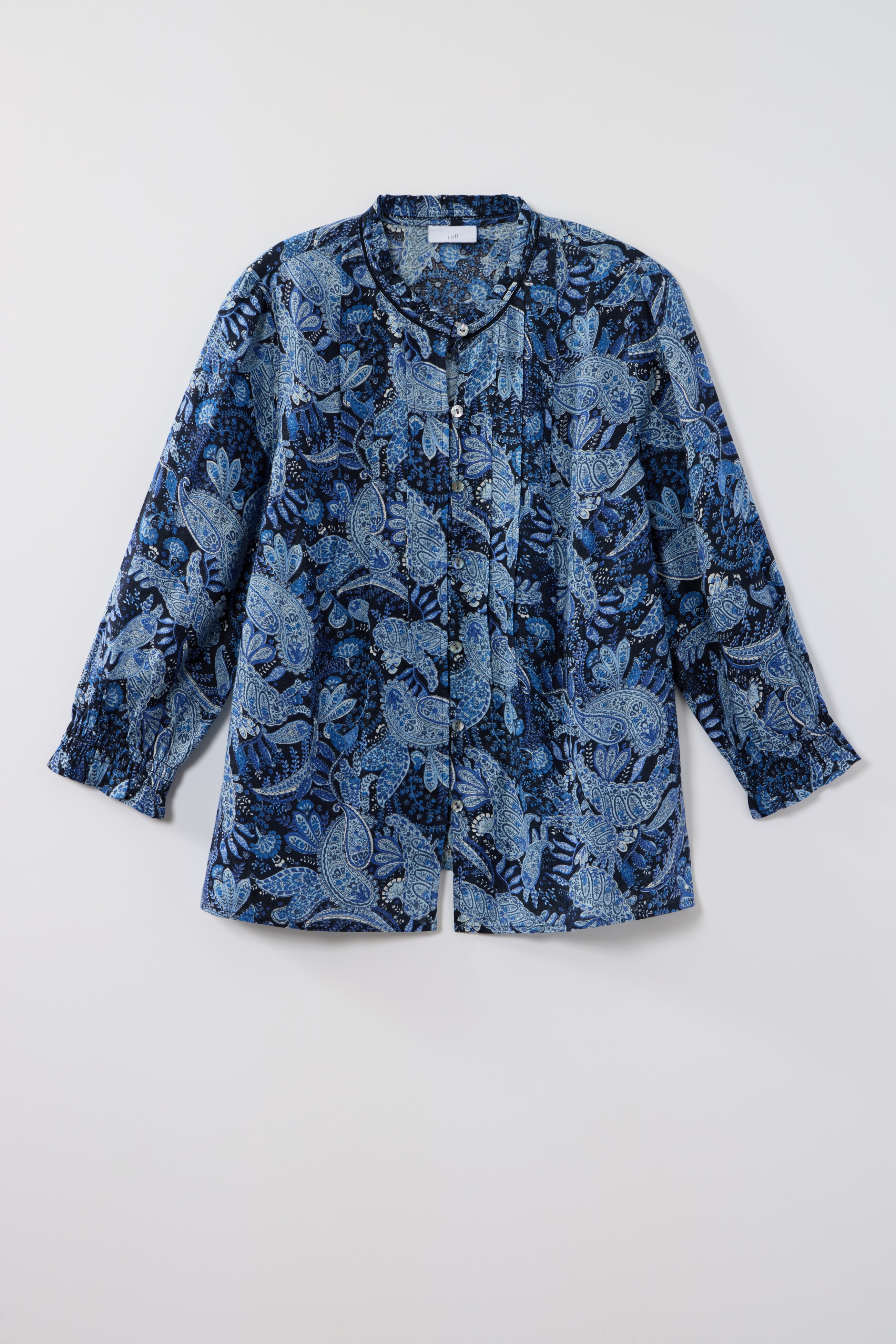 PINTUCKED LINEN BUTTON-FRONT SHIRT | JJill