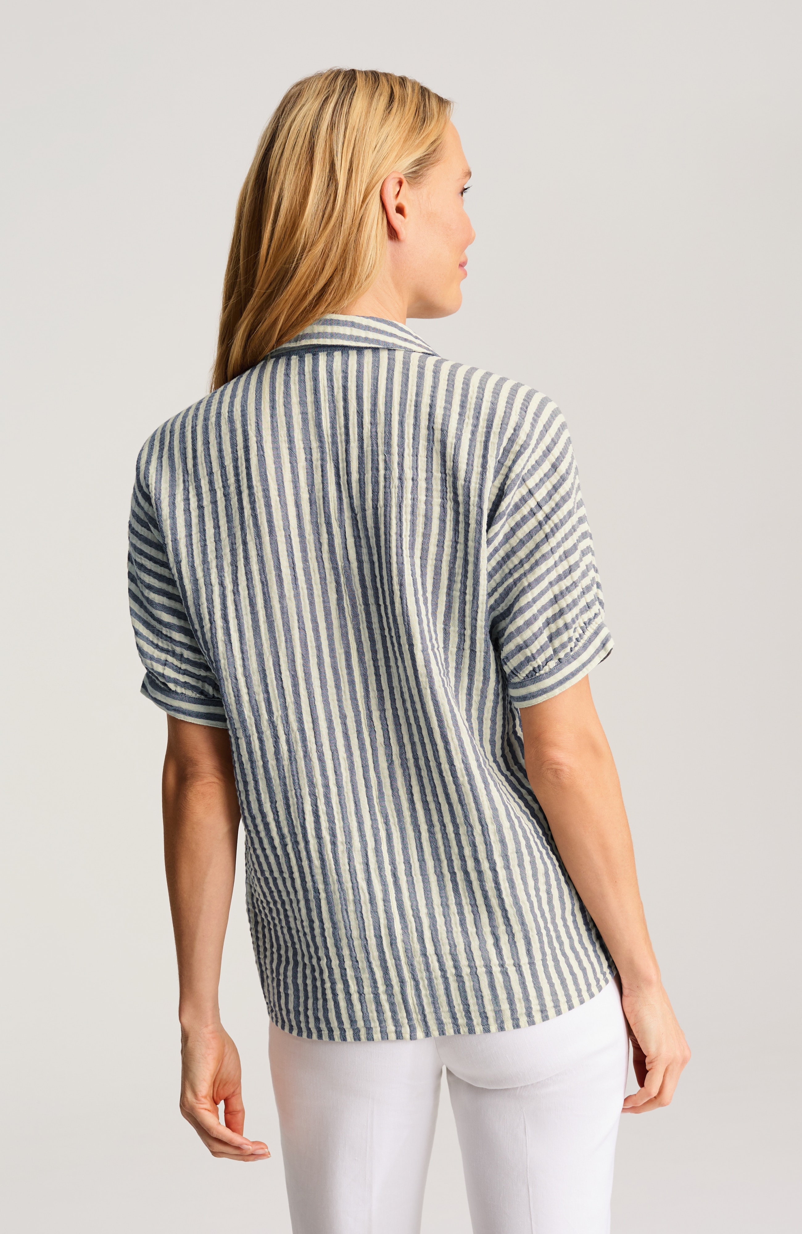 striped cotton-gauze top