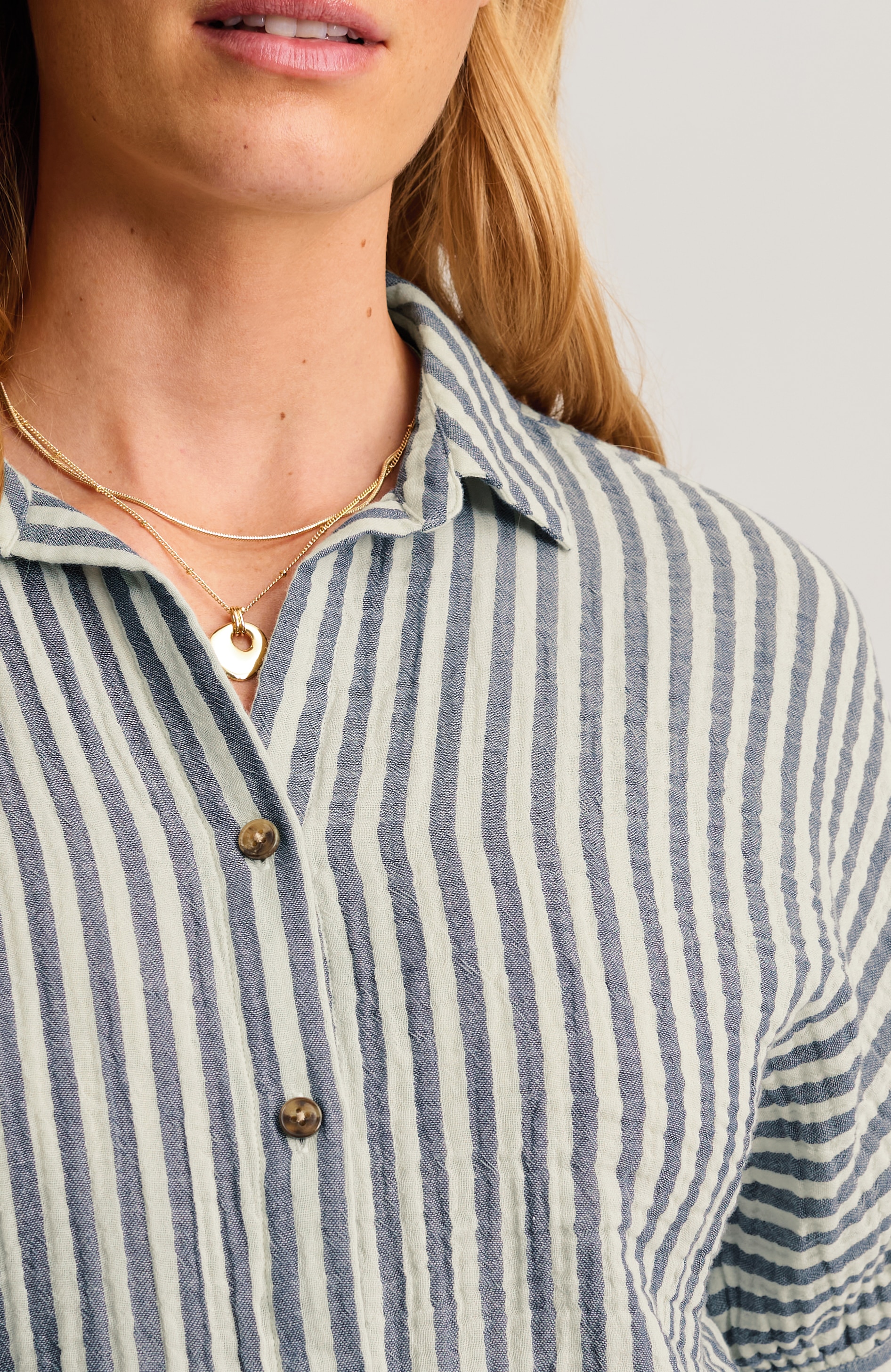 striped cotton-gauze top