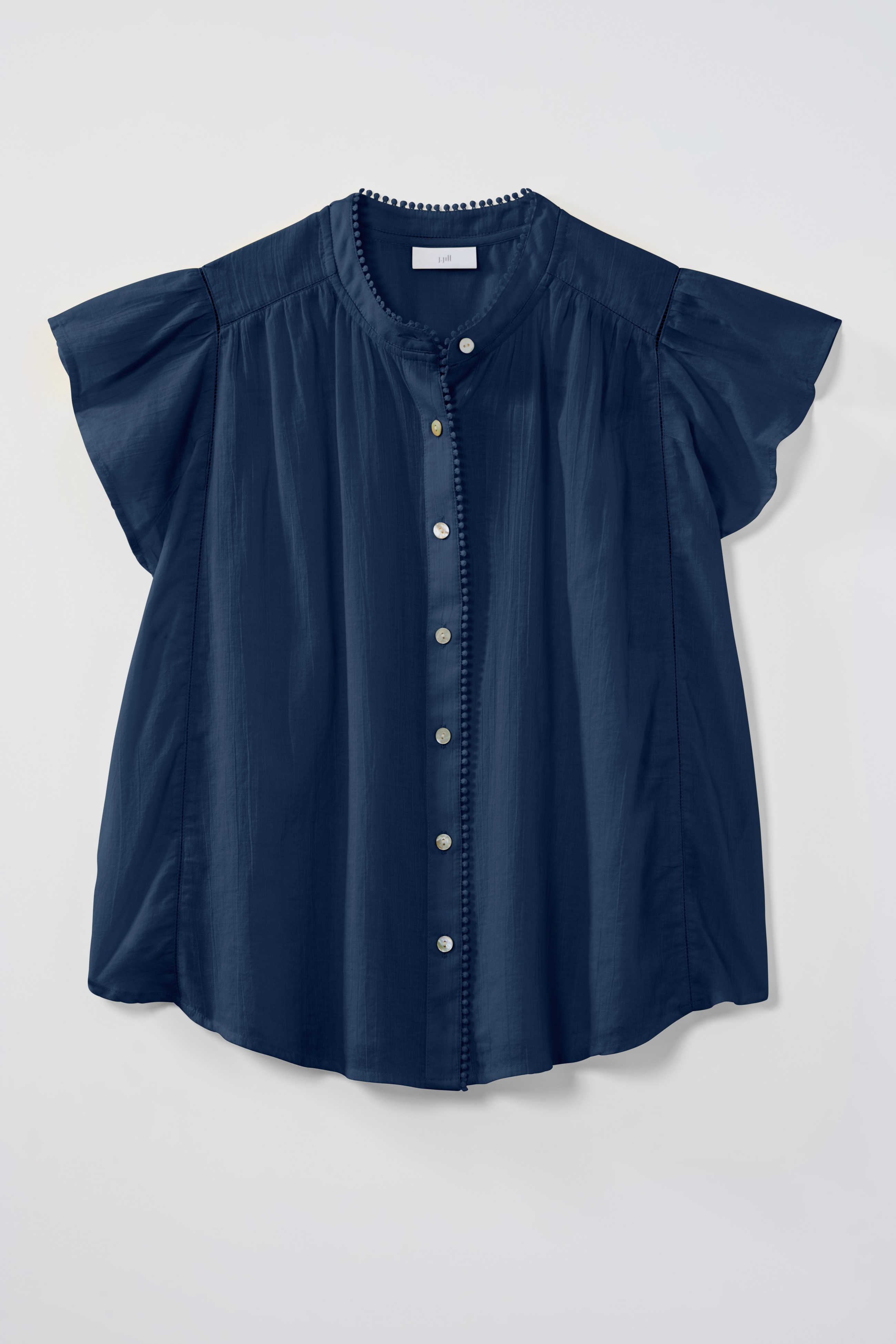Shirred-Trim Cap-Sleeve Top | JJill